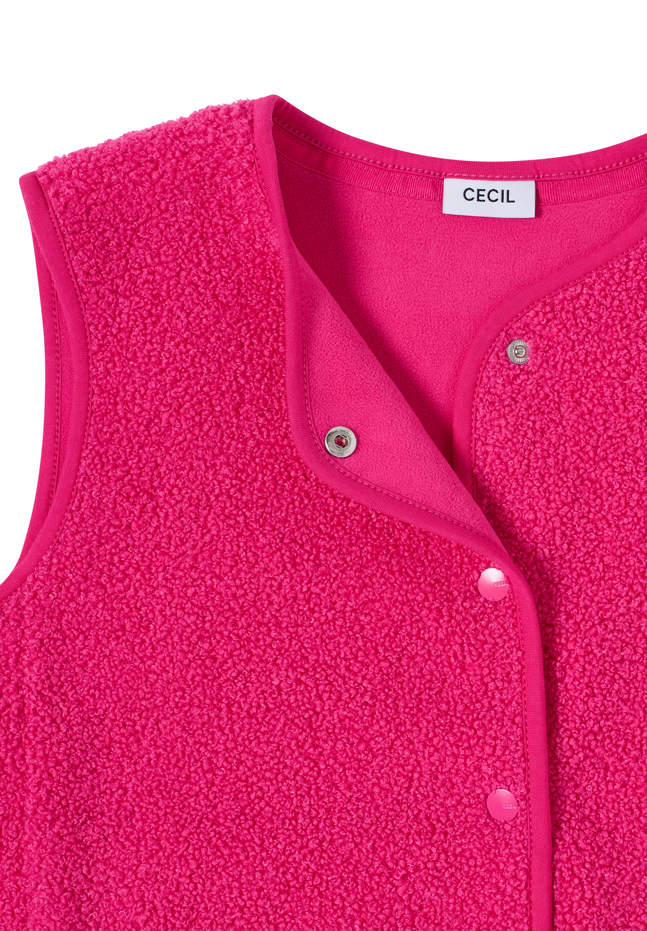 Weste aus Teddy-Material mit Rundhals