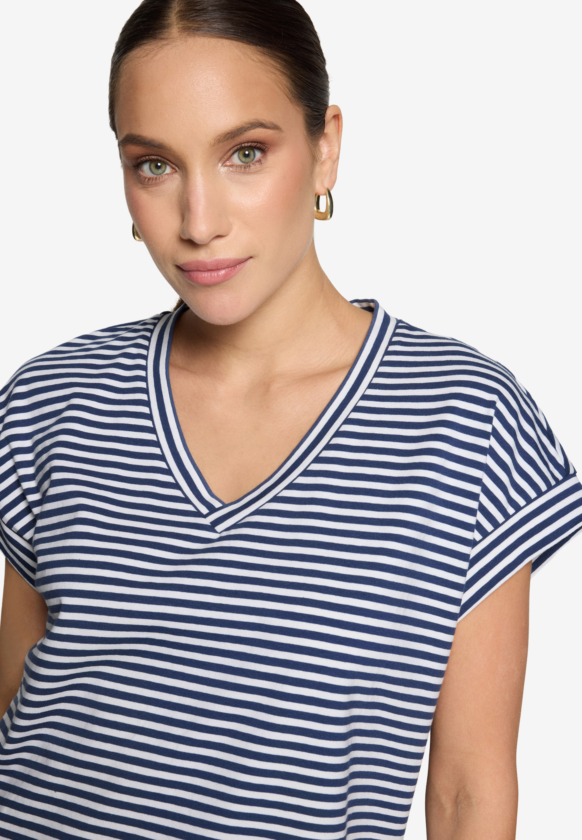 Streifenshirt mit V-Ausschnitt