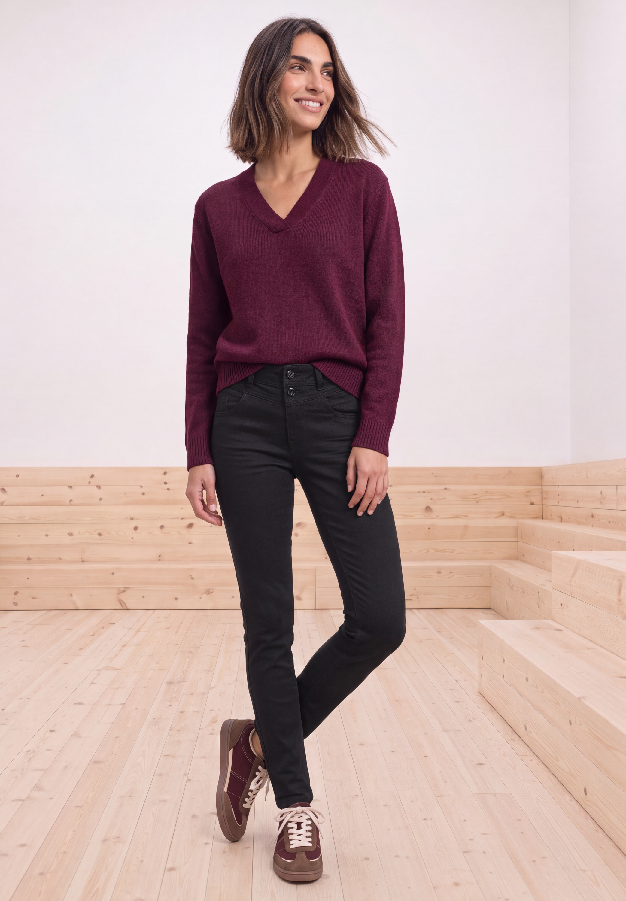 Mid Waist Slim Leg Jeans im Casual Fit