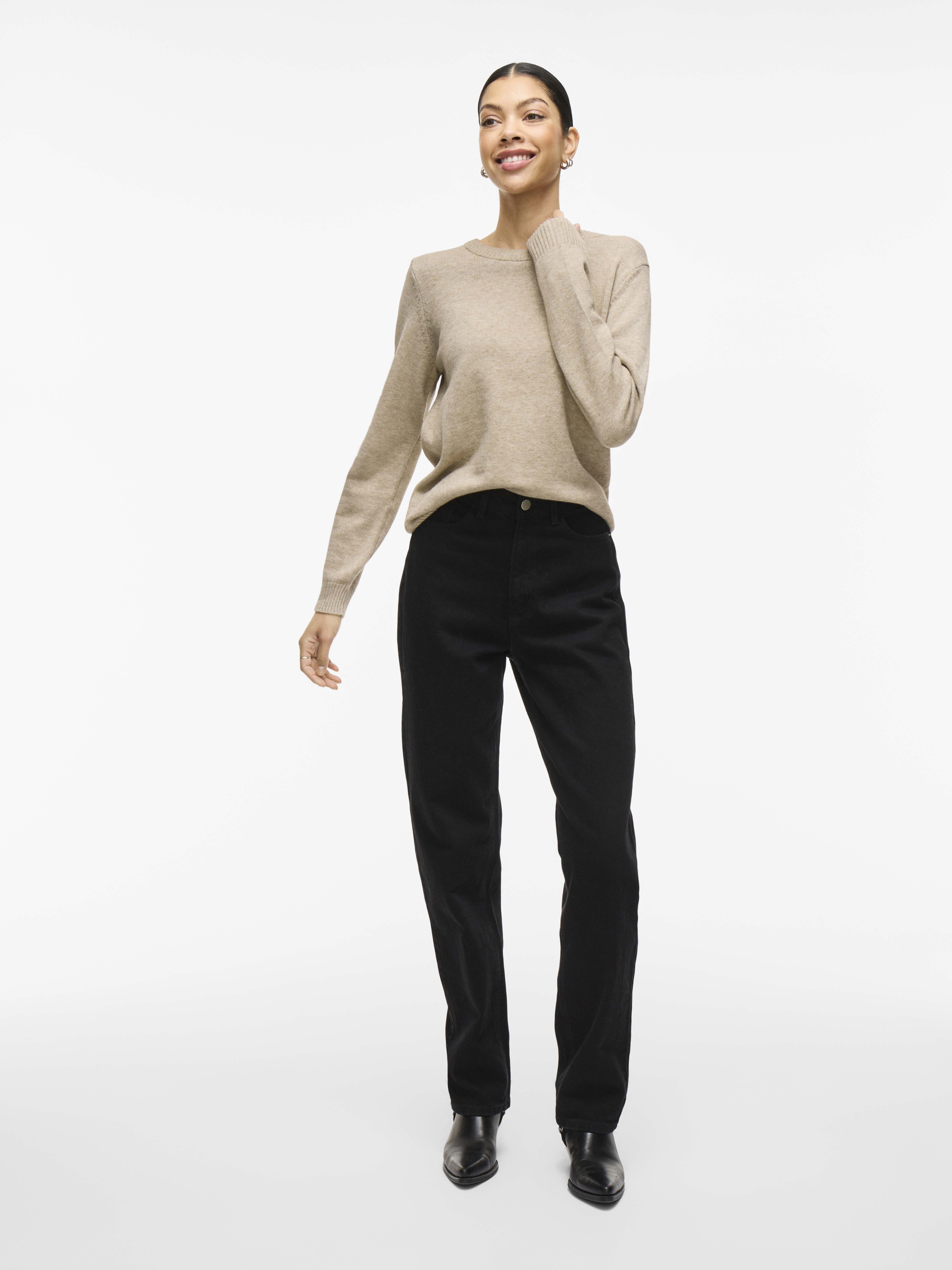 VIRIL O-NECK L/S  KNIT TOP - NOOS
