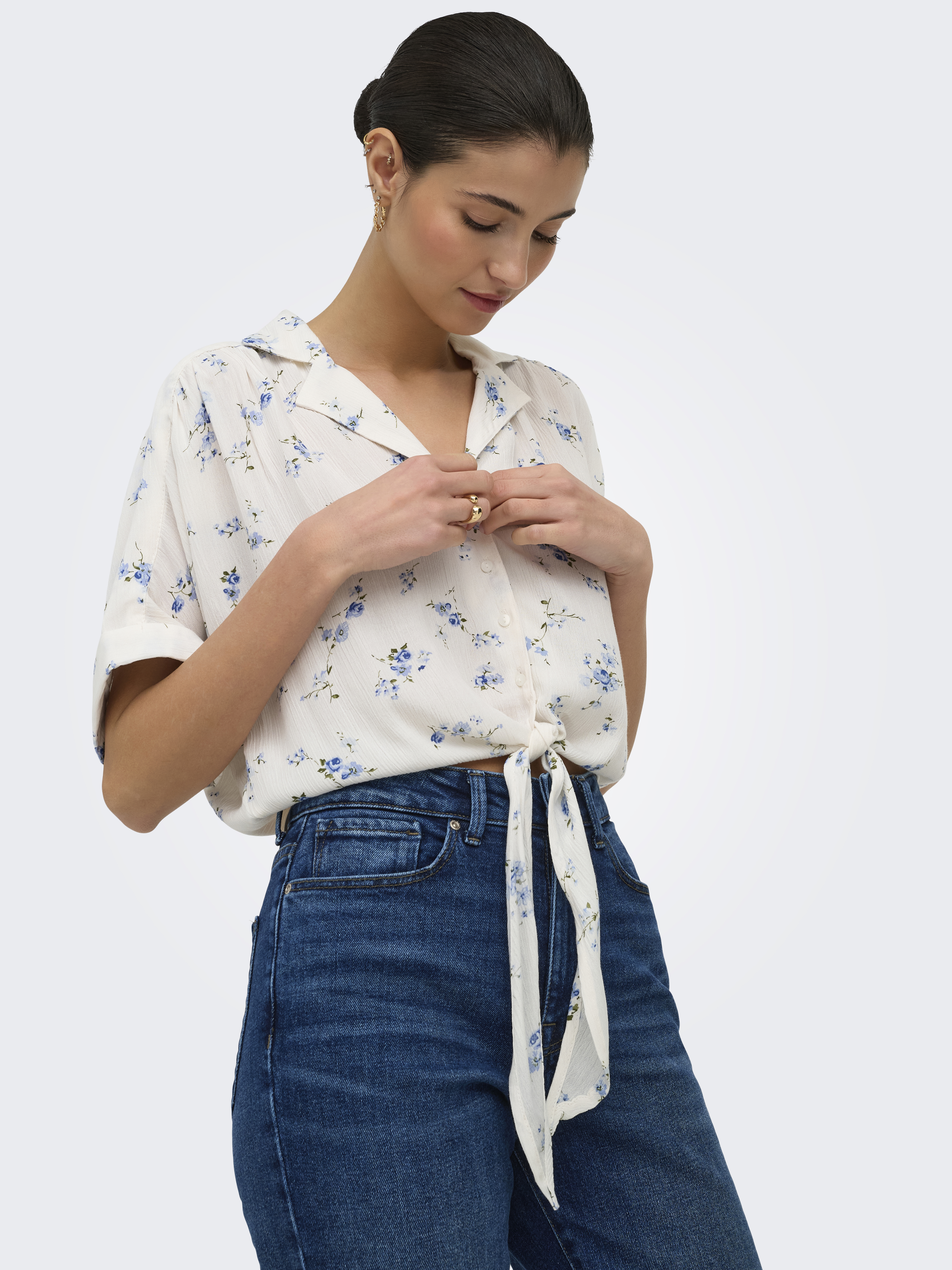 ONLPAULA LIFE S/S TIE SHIRT WVN NOOS