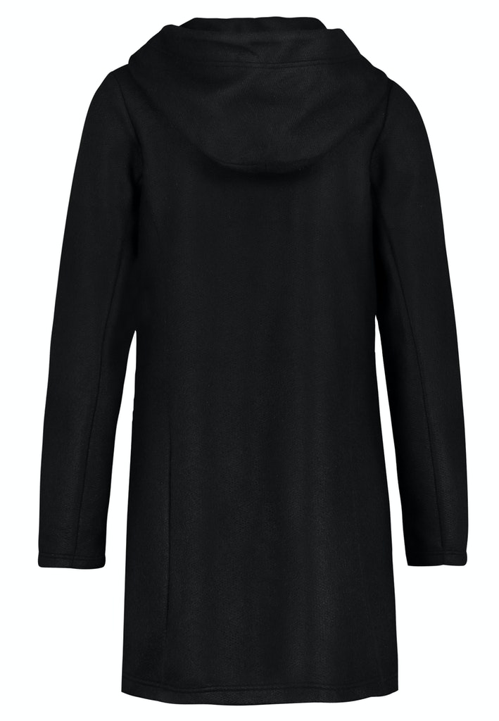 DOB Sweat Mantel, verdeckter Zipper undKnopfleiste, in vorderer Mitte, Leistentaschen,große Kapuze