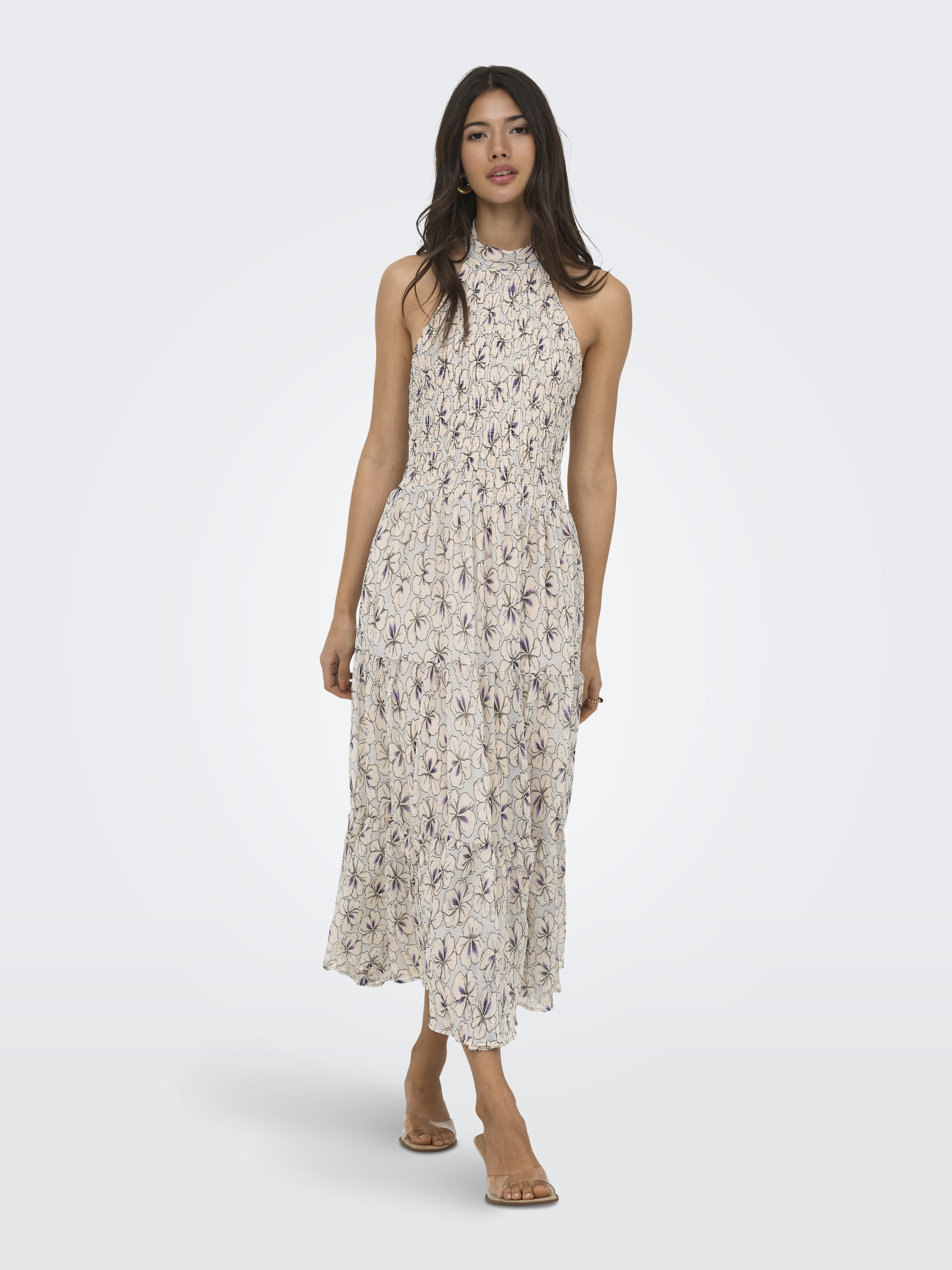 ONLIVEN S/L LONG HALTERNECK DRESS WVN EX