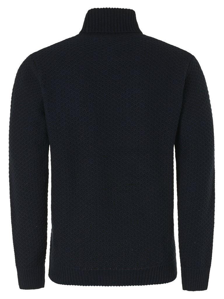 Pullover Rollneck Solid Jacquard with Wool