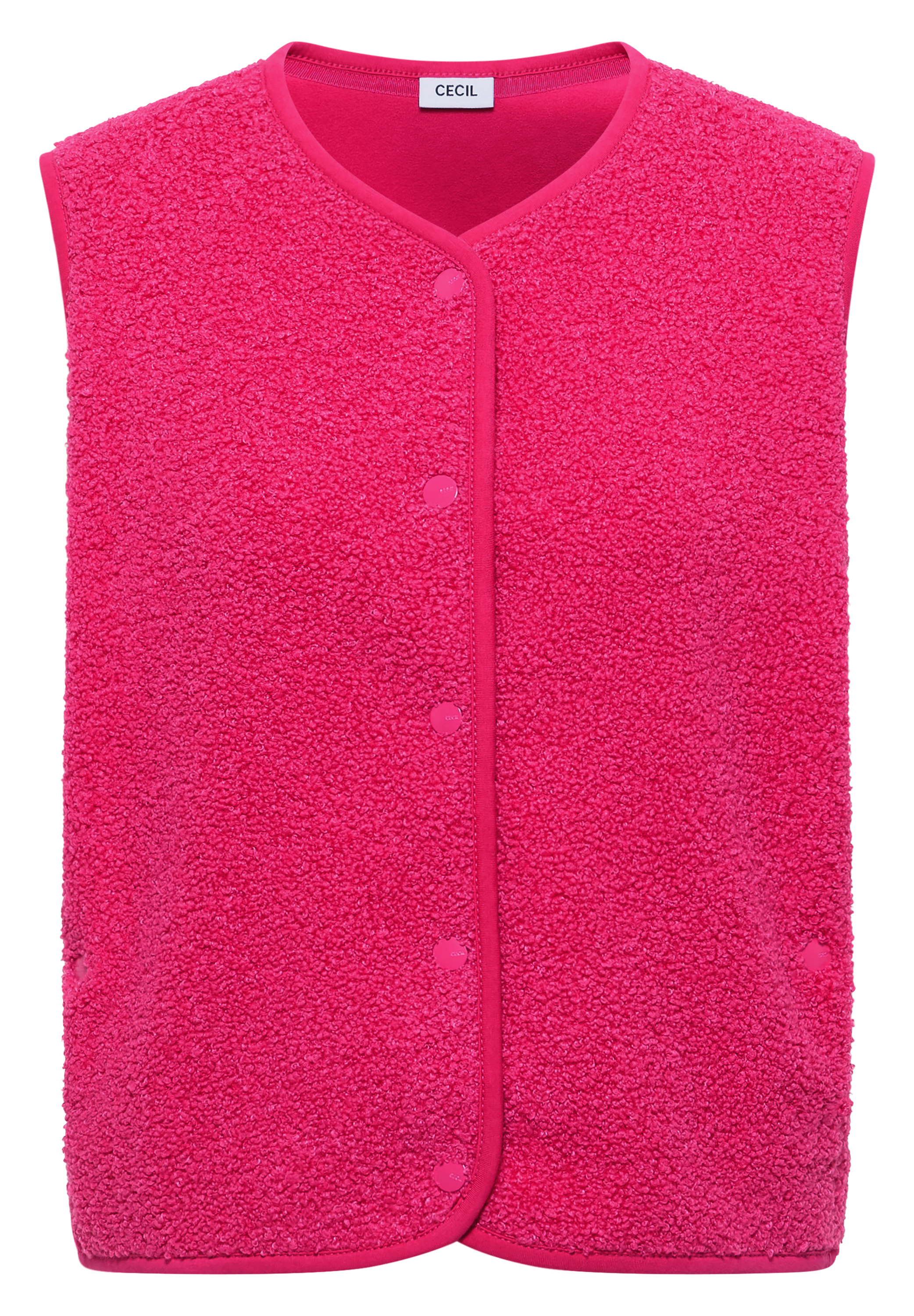 Weste aus Teddy-Material mit Rundhals