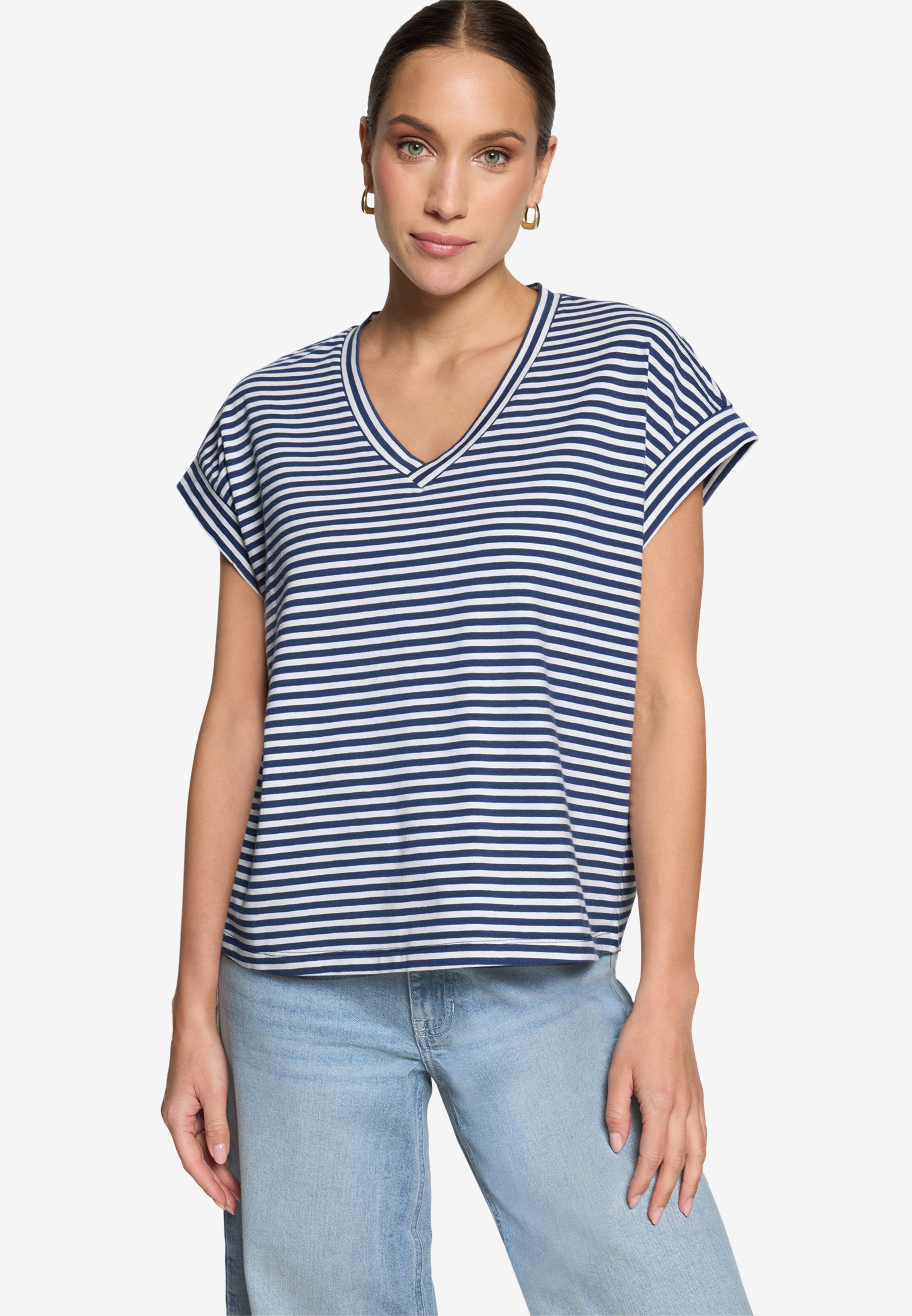 Streifenshirt mit V-Ausschnitt