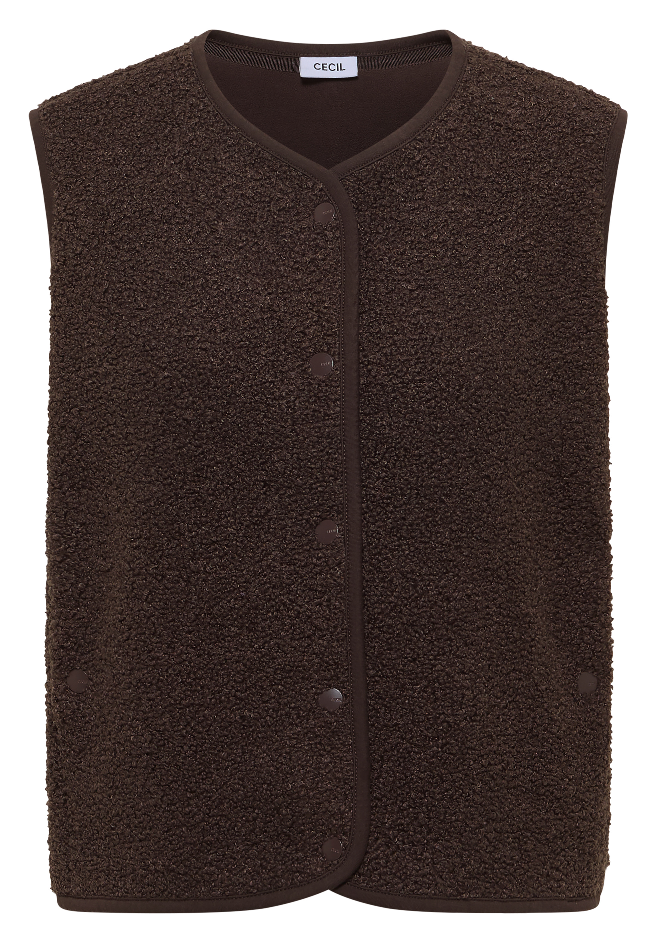 Weste aus Teddy-Material mit Rundhals
