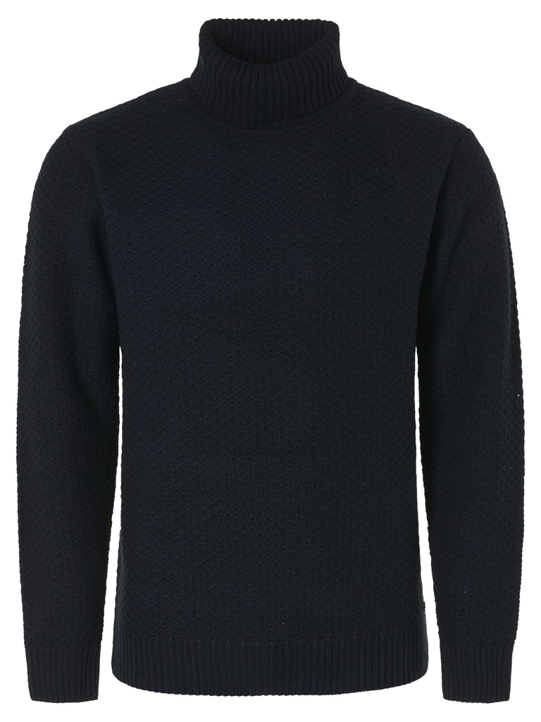 Pullover Rollneck Solid Jacquard with Wool
