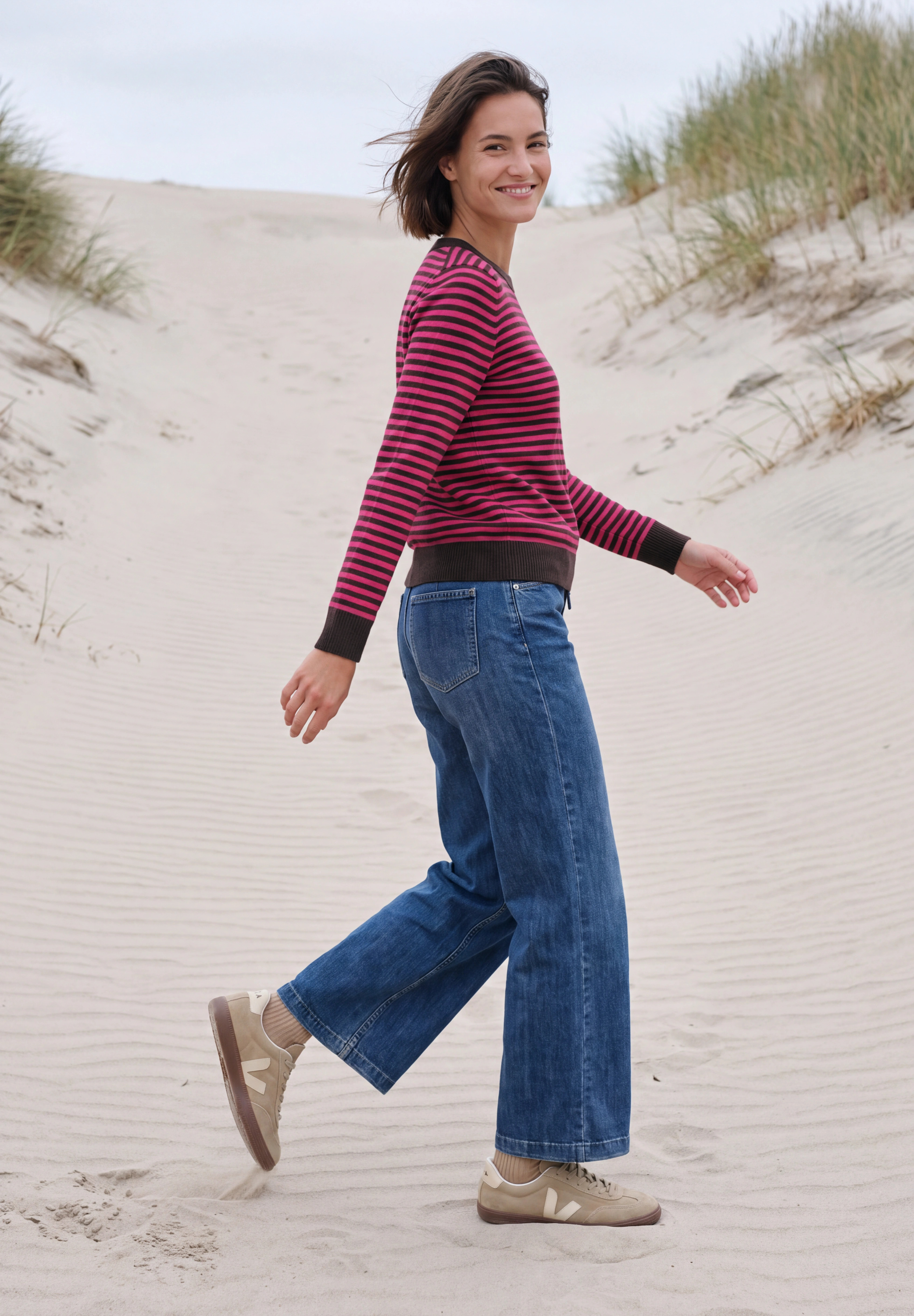 Pullover mit Rundhals und Streifen