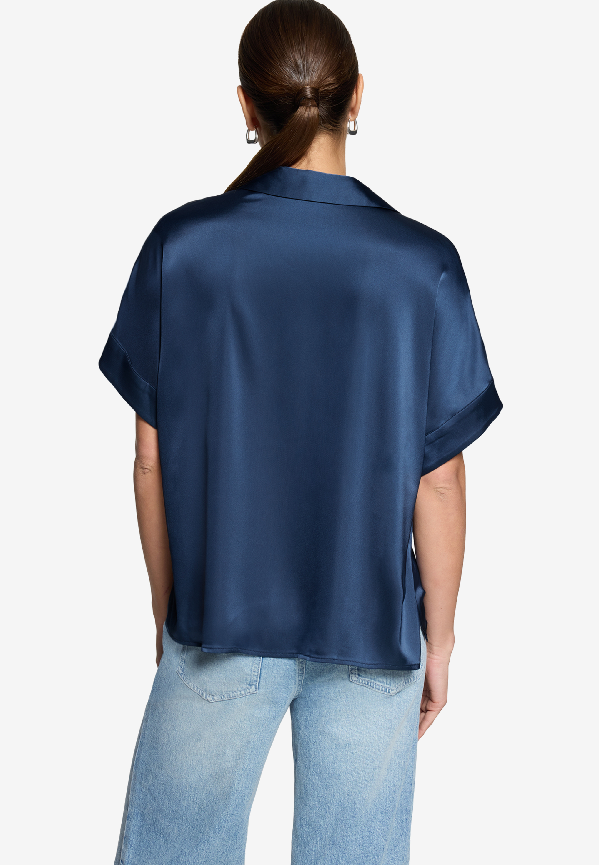 Hemdbluse  kurzarm aus Satin
