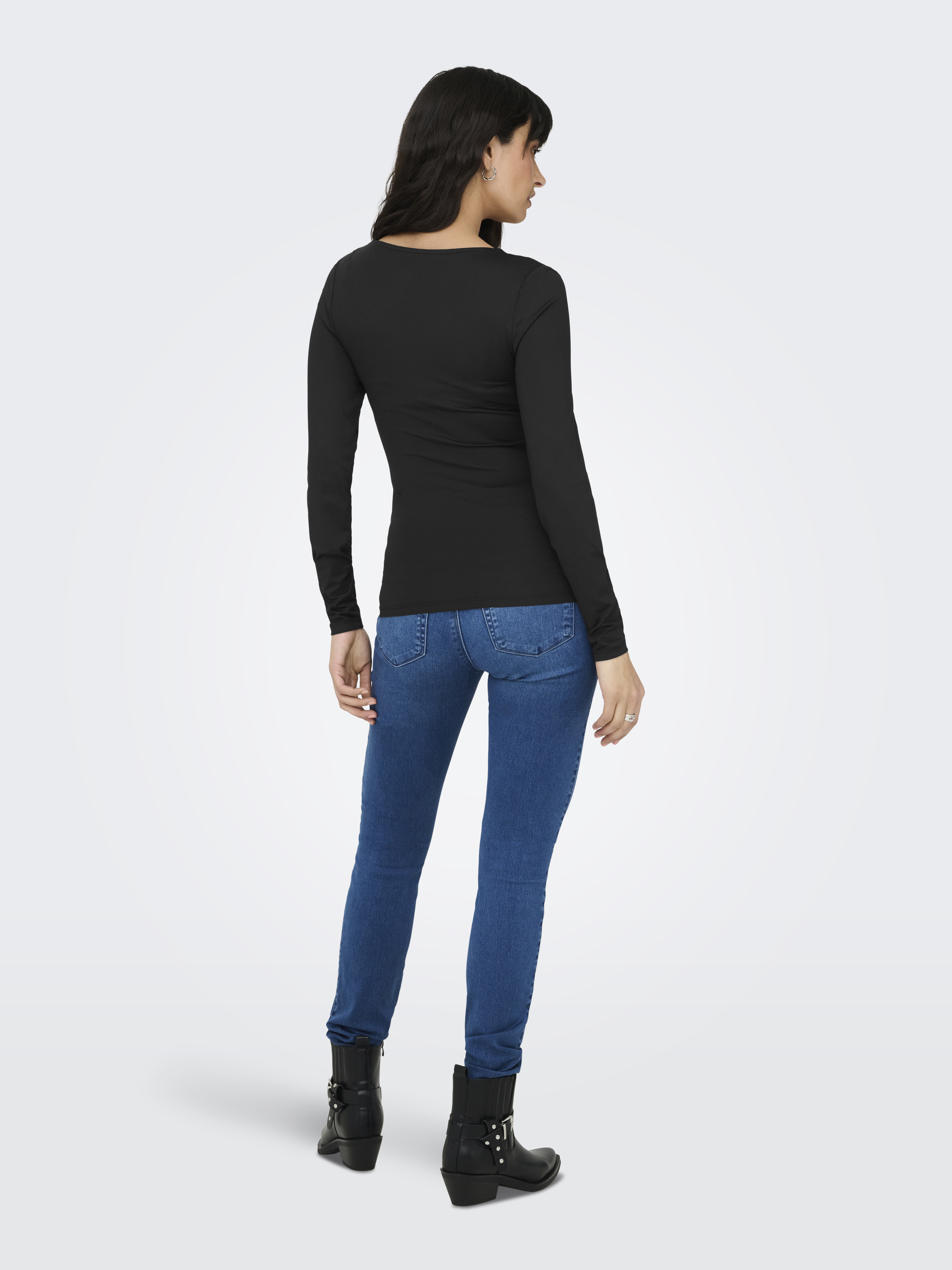 ONLEA L/S 2-WAY DEEP NECK TOP JRS NOOS