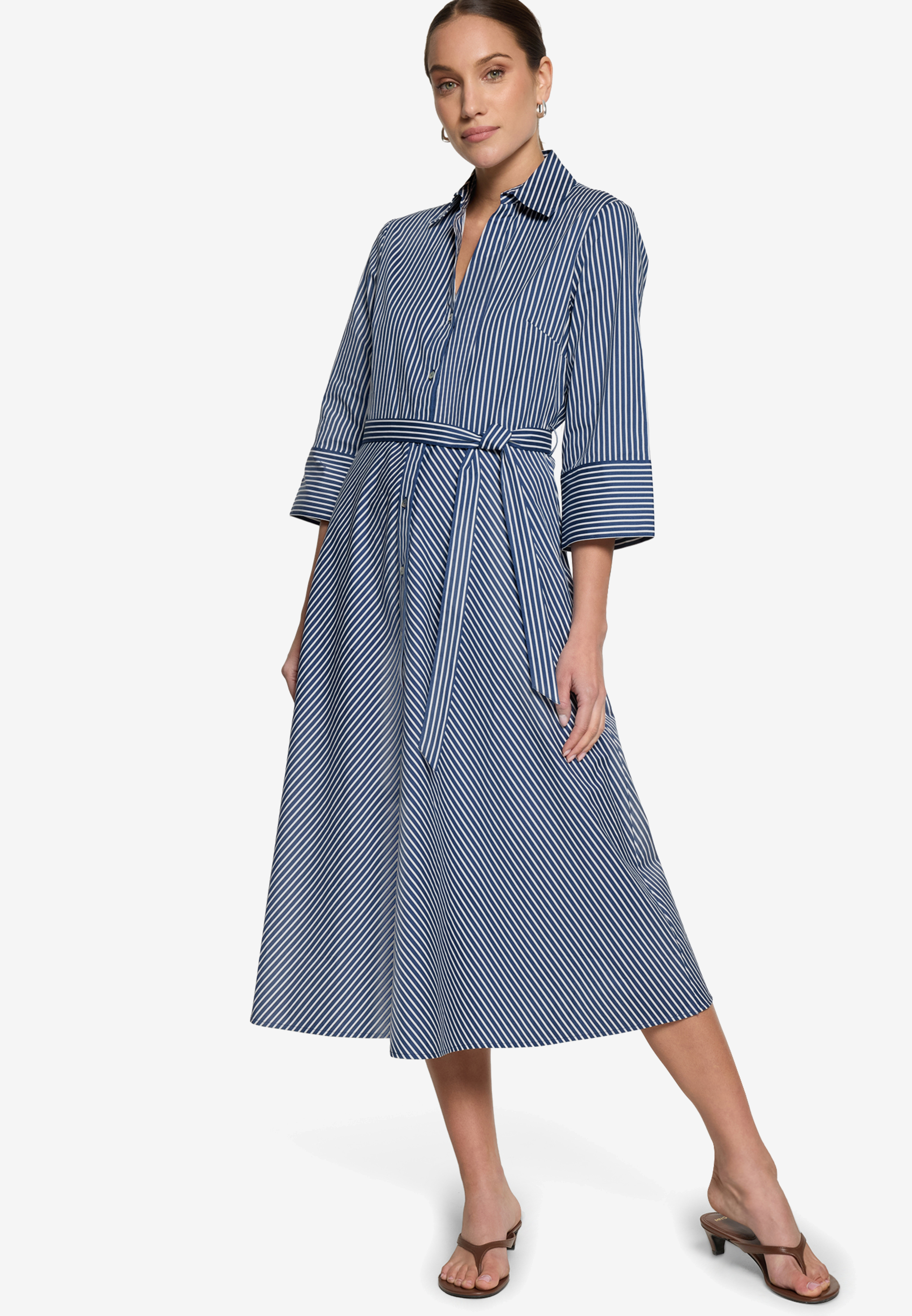 Hemdblusenkleid mit 3/4 Arm