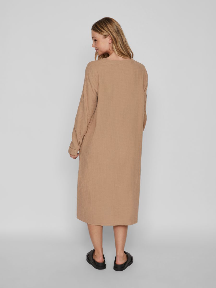 VILANIA NEW V-NECK L/S MIDI SHIRT DRESS