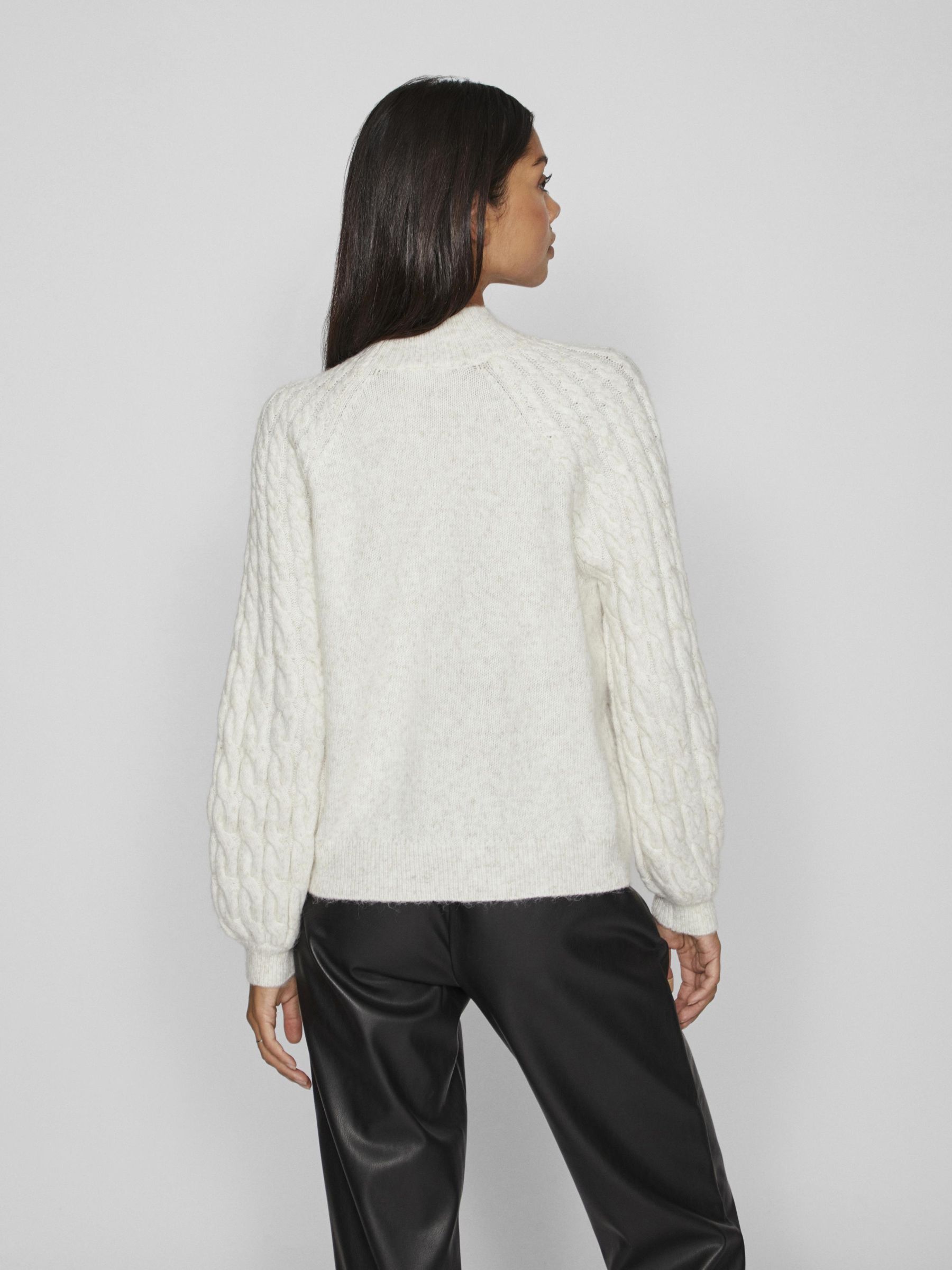 VIOYA HIGH NECK L/S CABLE KNIT TOP/SU
