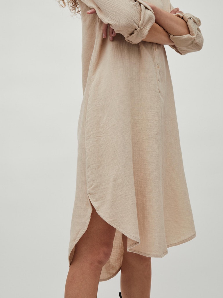VILANIA V-NECK L/S MIDI SHIRT DRESS