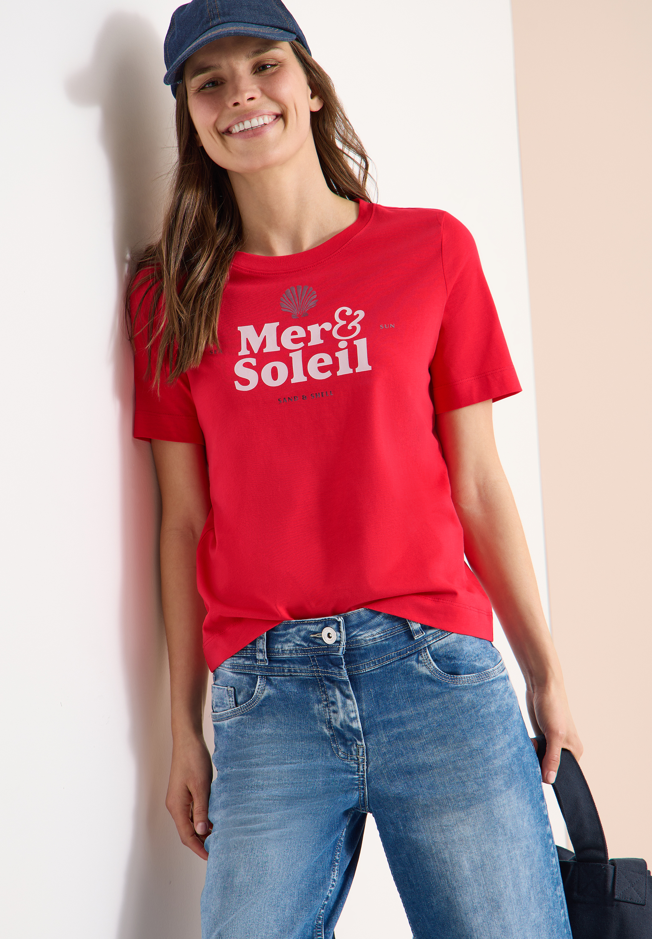 T-Shirt mit Rundhals und Wording