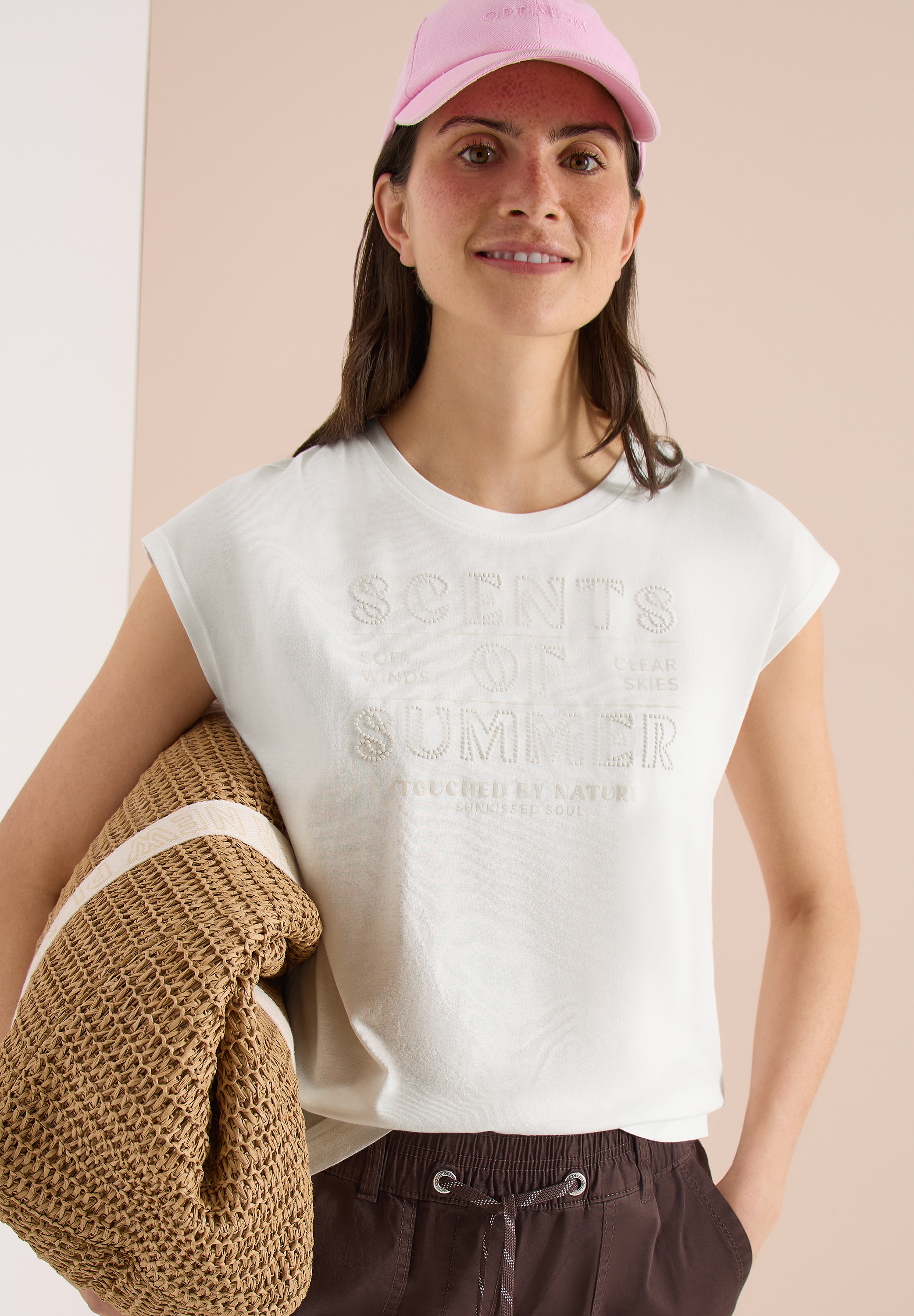 T-Shirt mit Rundhals und Wording Artwork