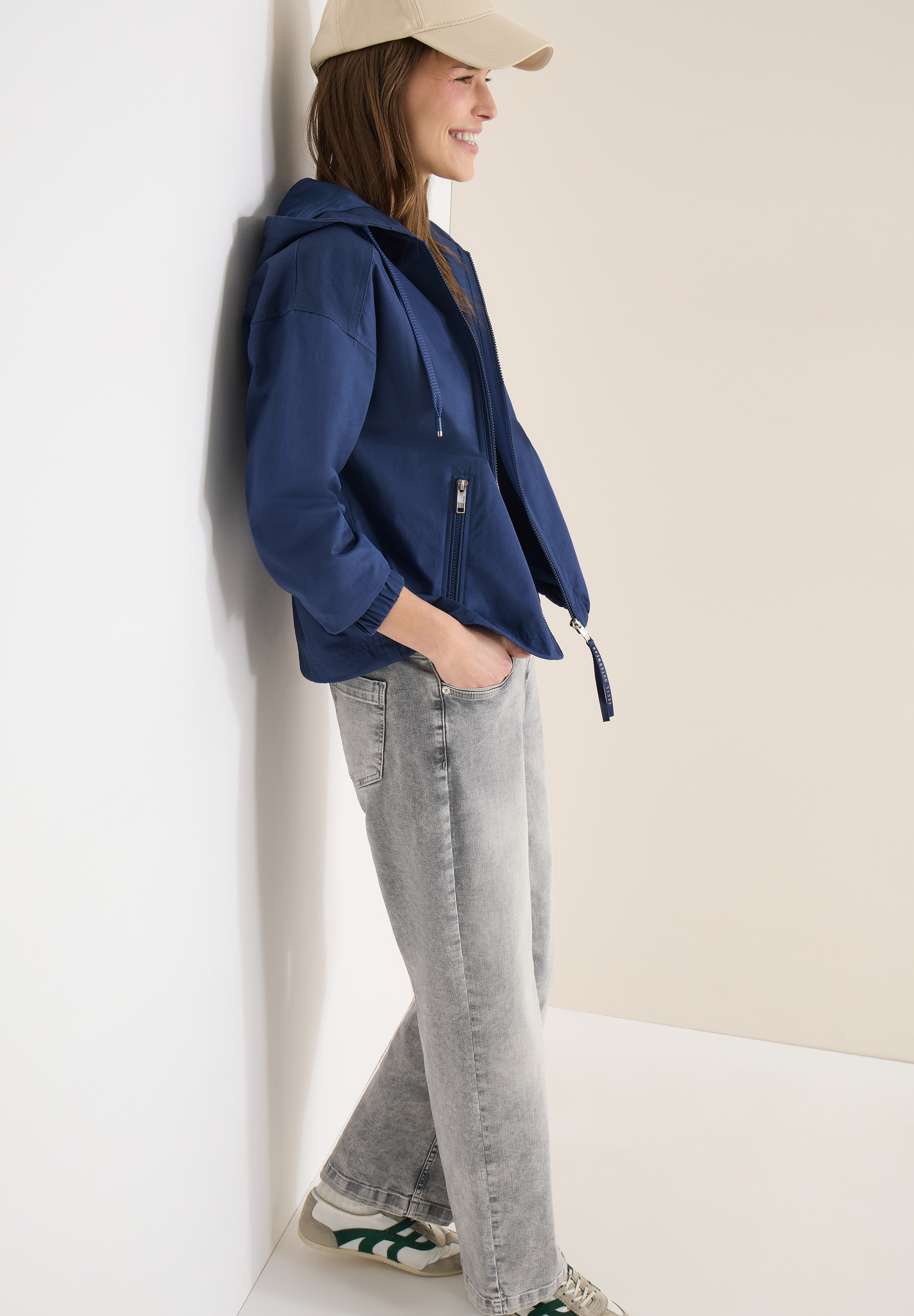 Jacke aus Baumwollmix mit Kapuze