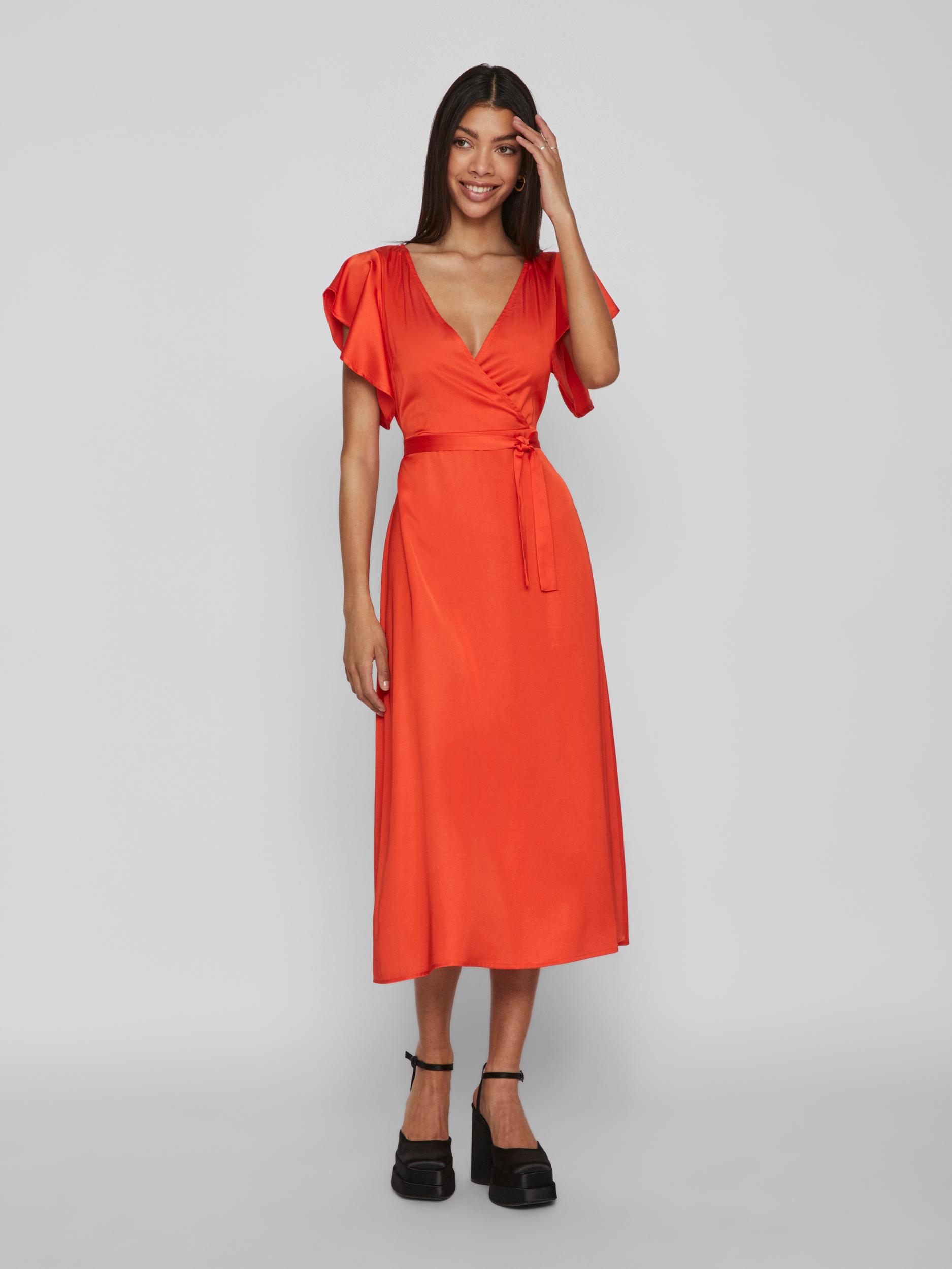 VICAROLINA S/S V-NECK MIDI DRESS/DC