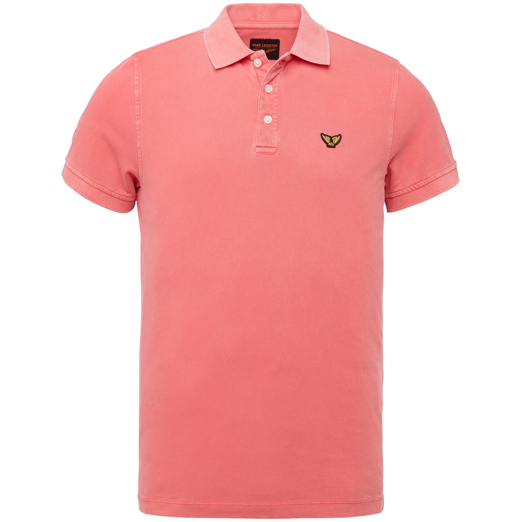 Short sleeve polo garment dyed pique