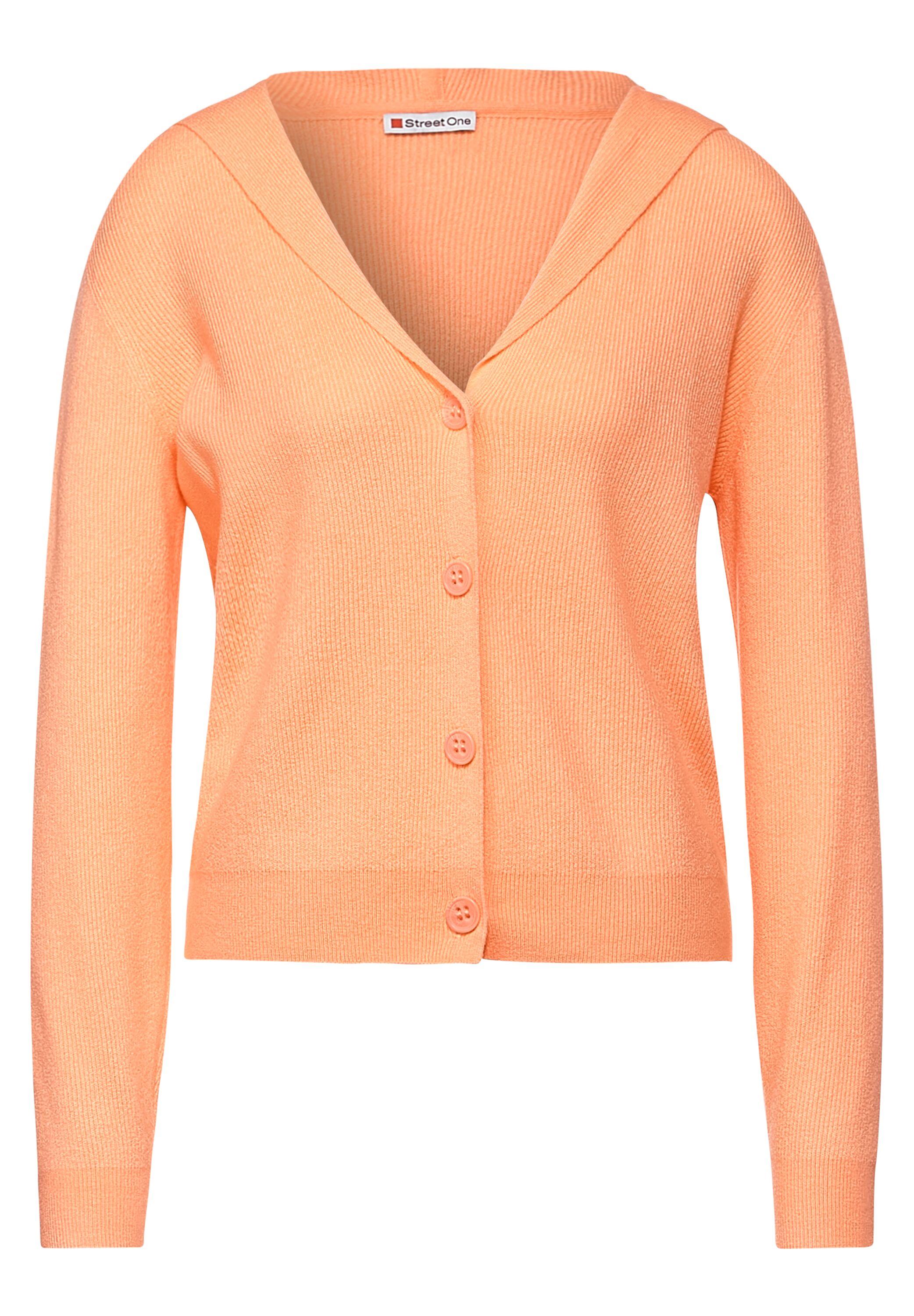 Ripp-Cardigan mit Kapuze