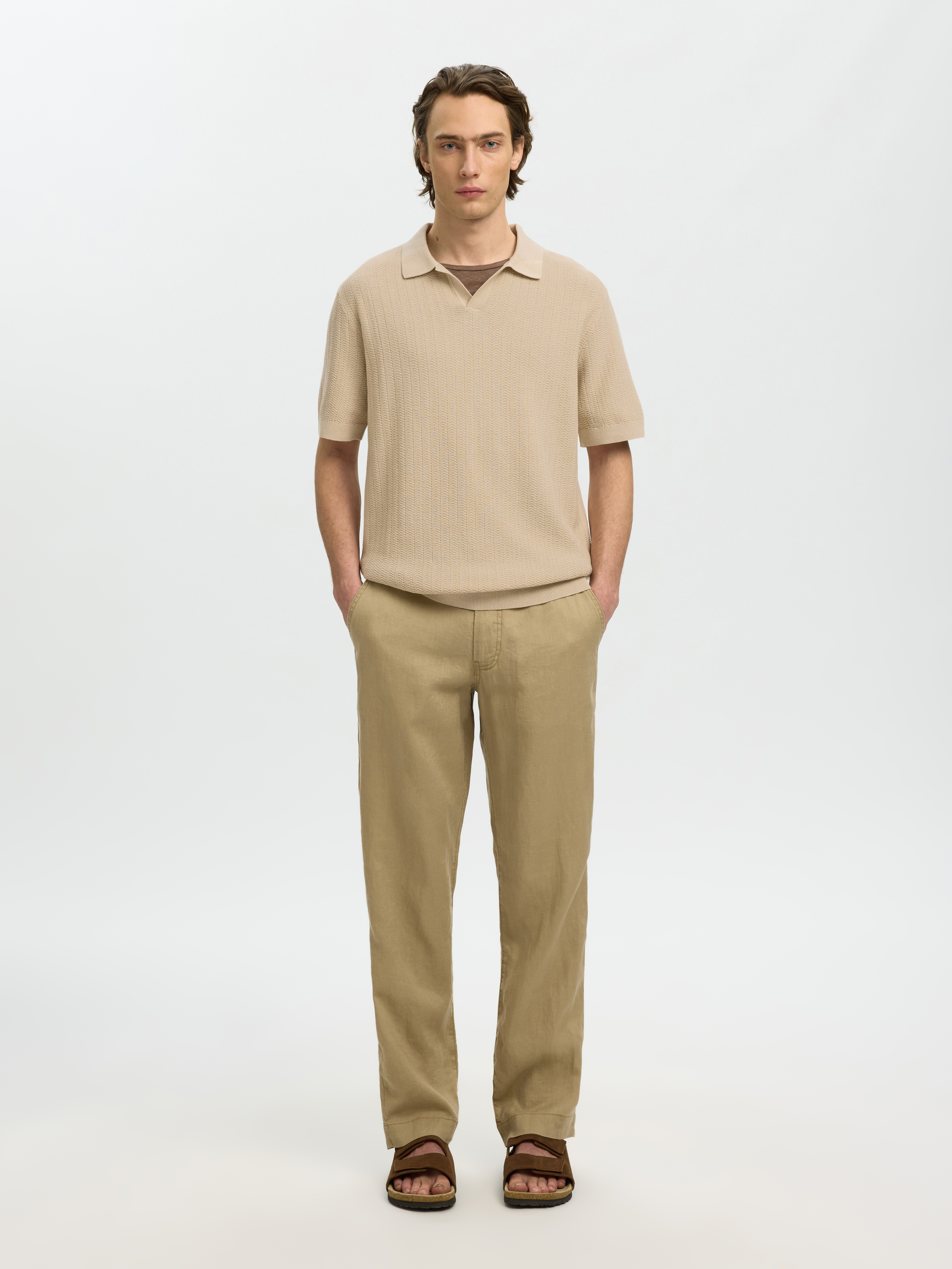 SLHMATTIS SS LINEN BLEND STRUC POLO NOOS
