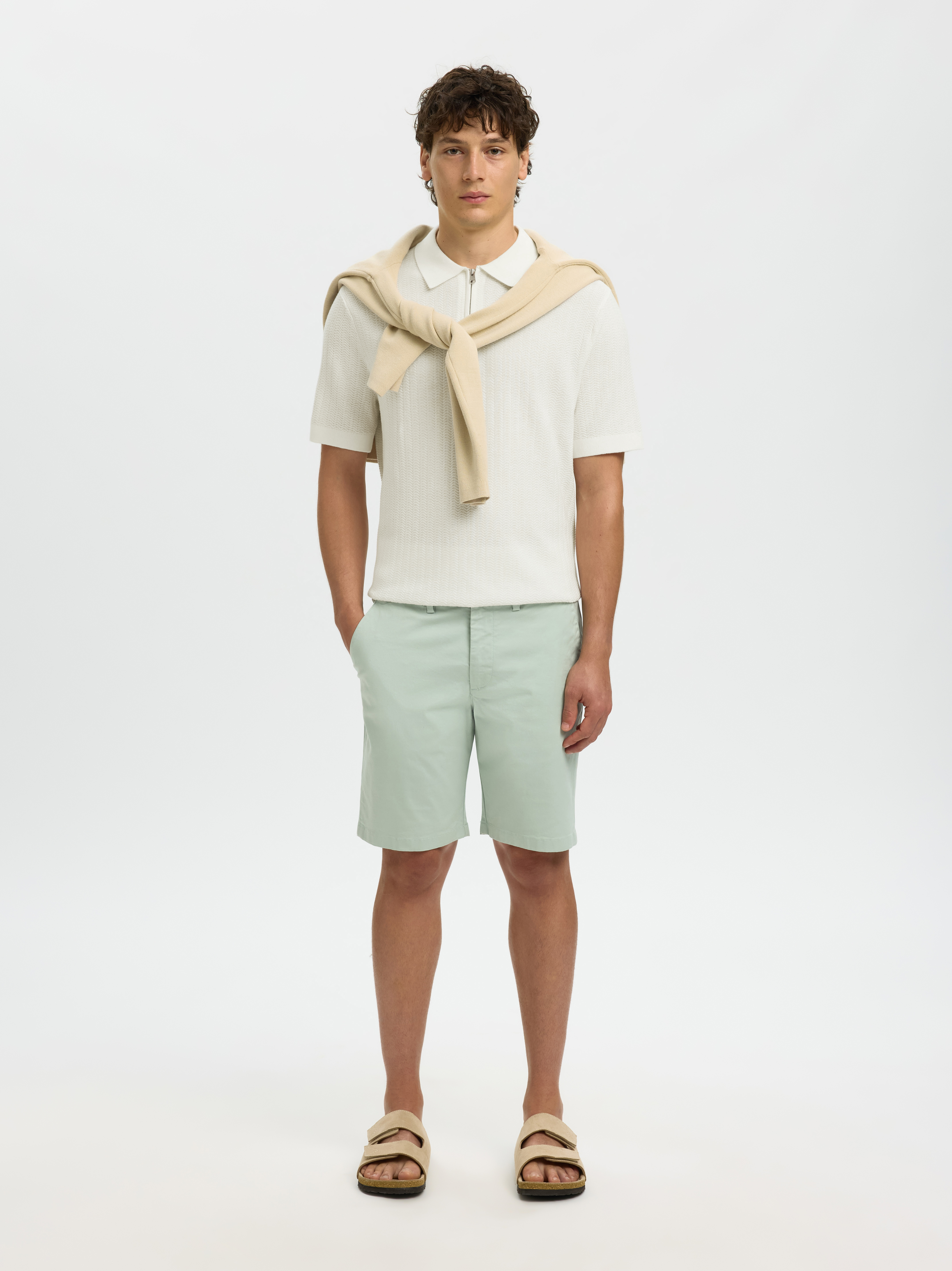SLMCRAN SS KNIT STRUCTURE ZIP POLO NOOS