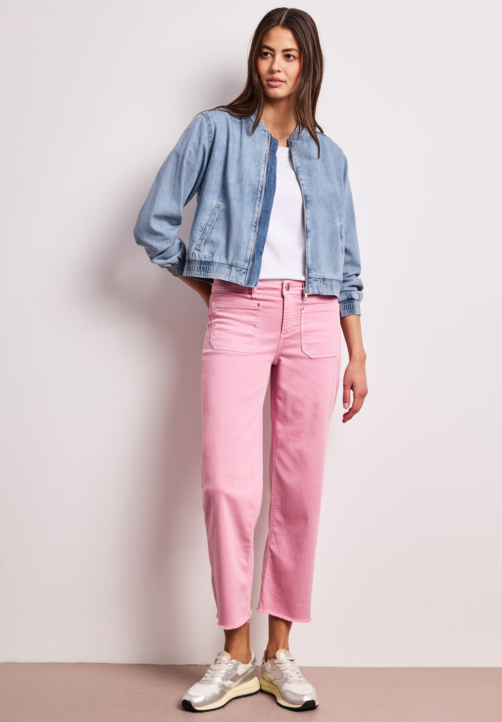 Blouson im Denim-Look mit Taschen