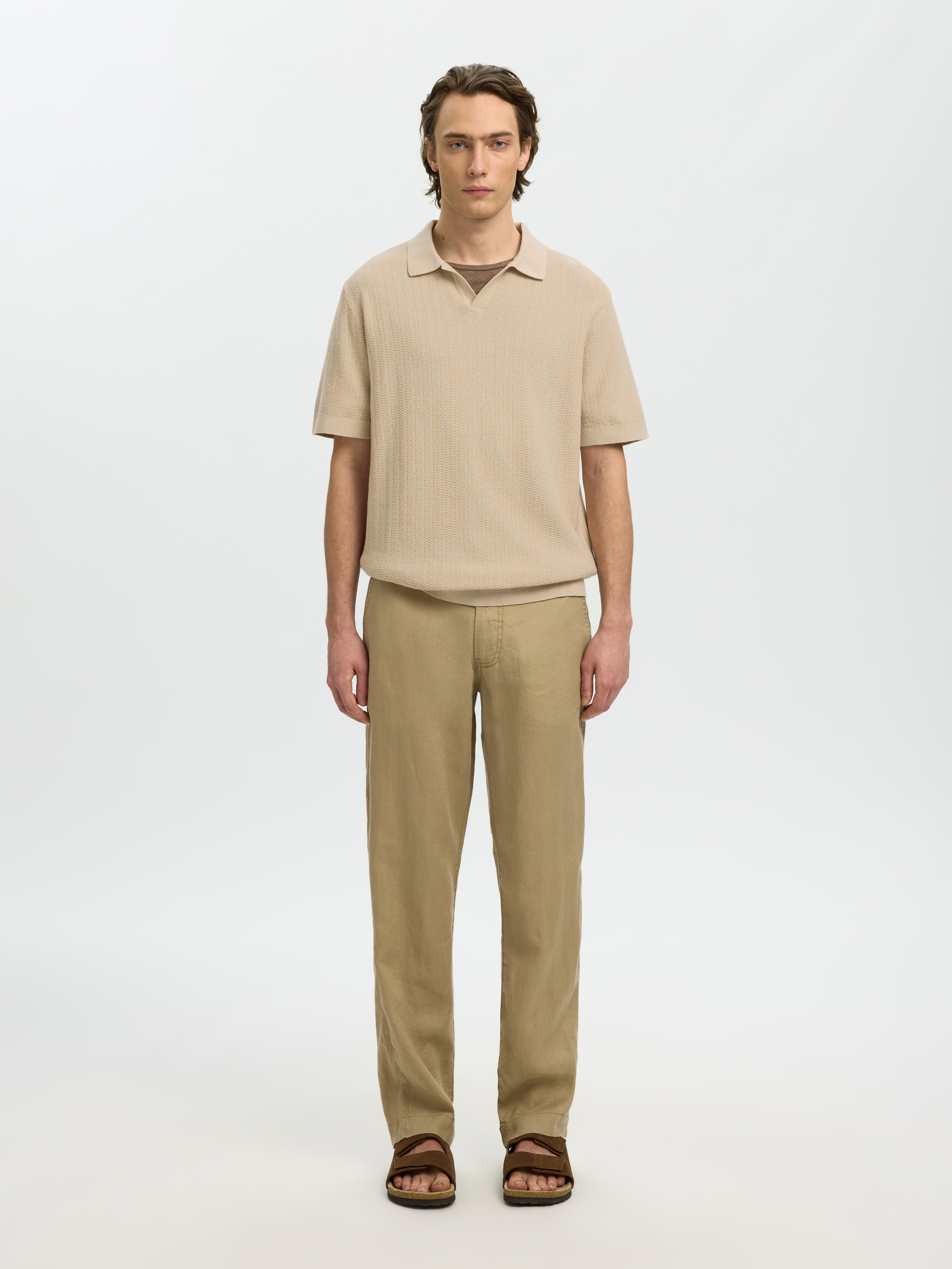 SLHMATTIS SS LINEN BLEND STRUC POLO NOOS