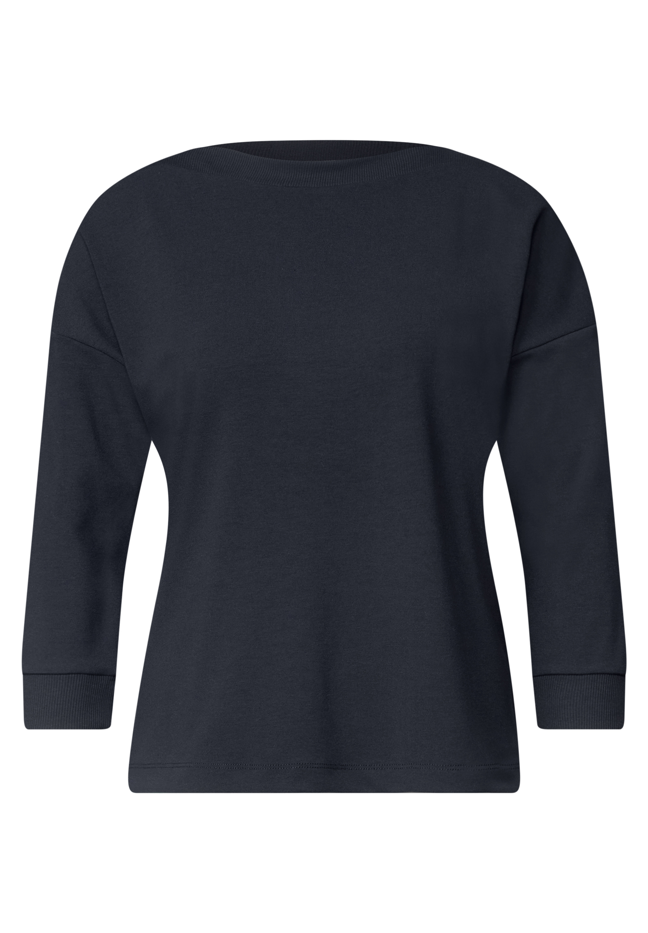 3/4-Arm Shirt mit Rippstrukturdetails