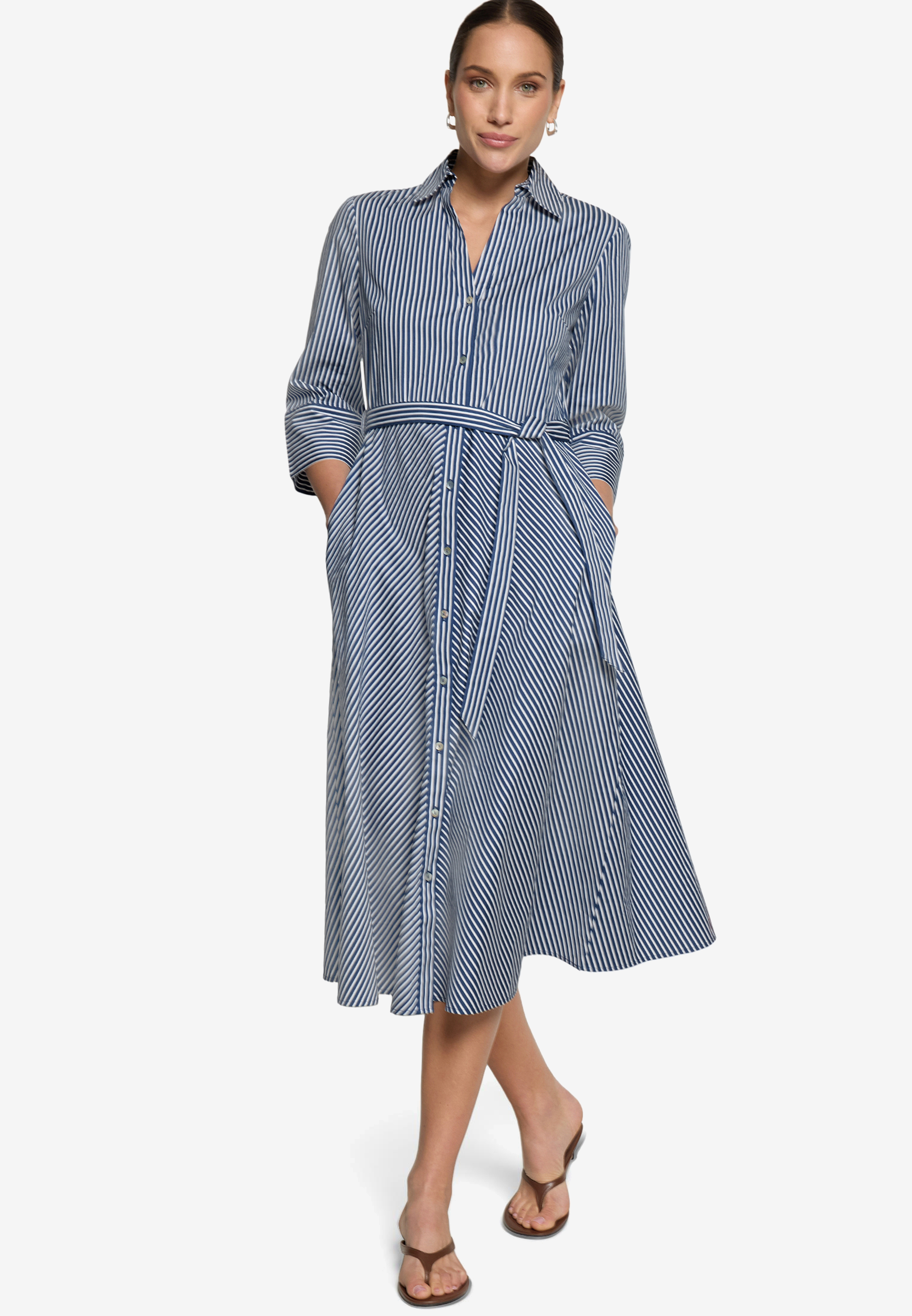 Hemdblusenkleid mit 3/4 Arm