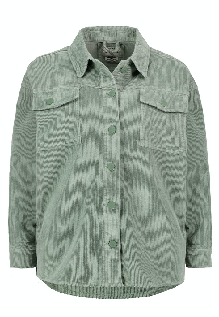 DOB Oversize Hemdbluse, aufgesetzte Brusttaschenmit Klappen, sichtbare Knopfleiste, Hemdkragen,Bündchen mit Knöpfen, RT länger als VT,seitenschlitze,Rückenpasse