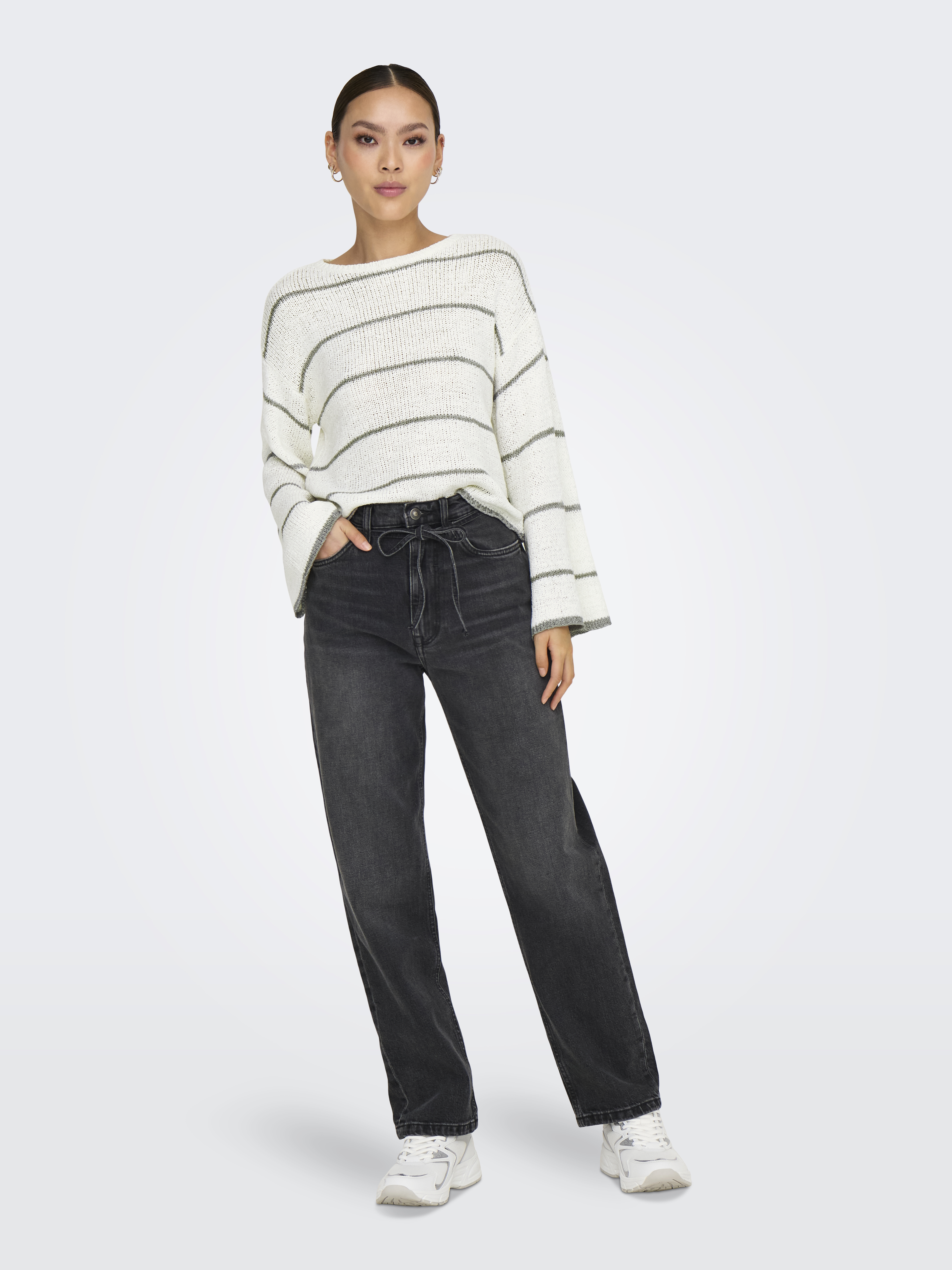 ONLGEENA 7/8 STRIPE O-NECK KNT