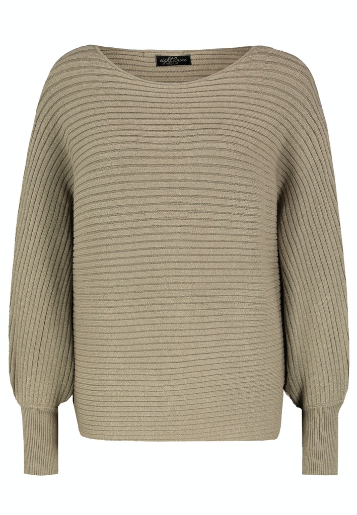 DOB Strick Pullover, langarm, weiter Style,Uboot-Ausschnitt, 3x2 Rippe, 1x1 Rippbündchen an Ärmel