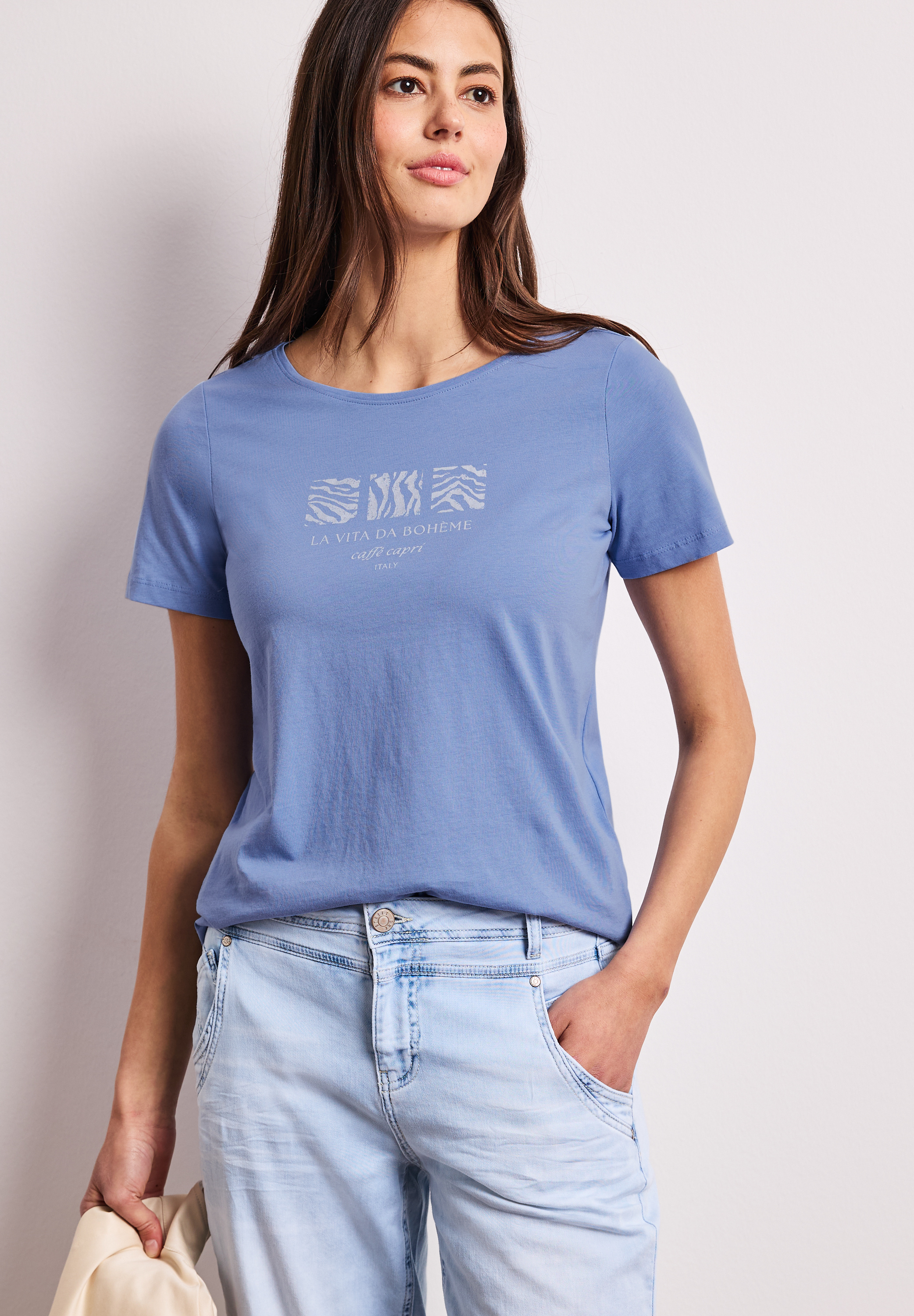 Basic T-Shirt mit Rundhals und Print