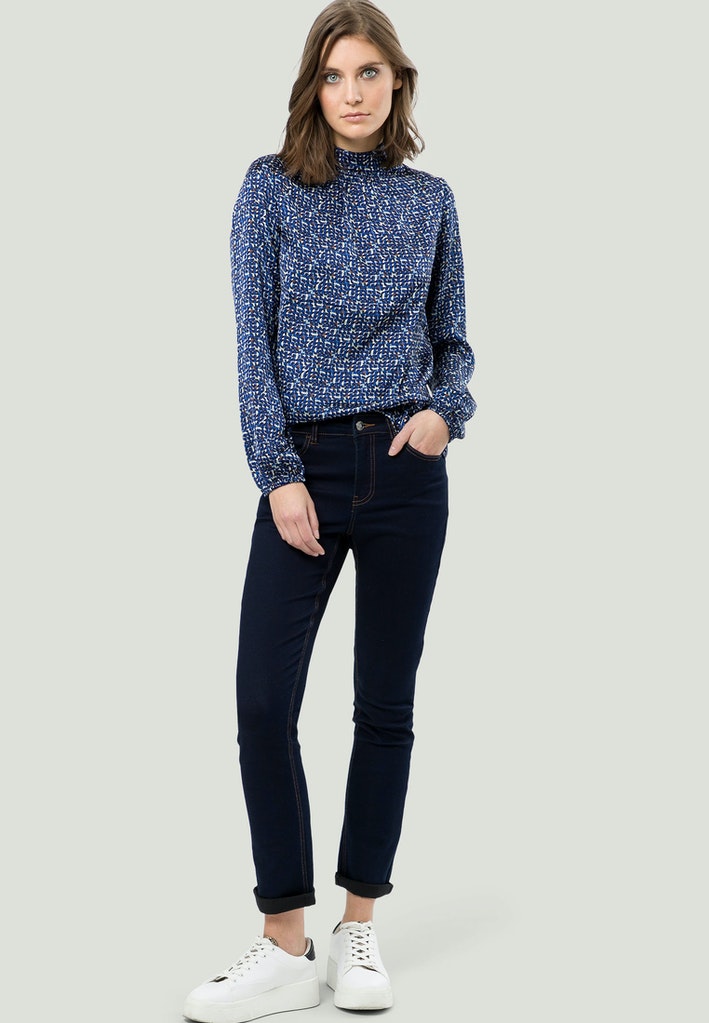 Longbluse mit Knopfleiste