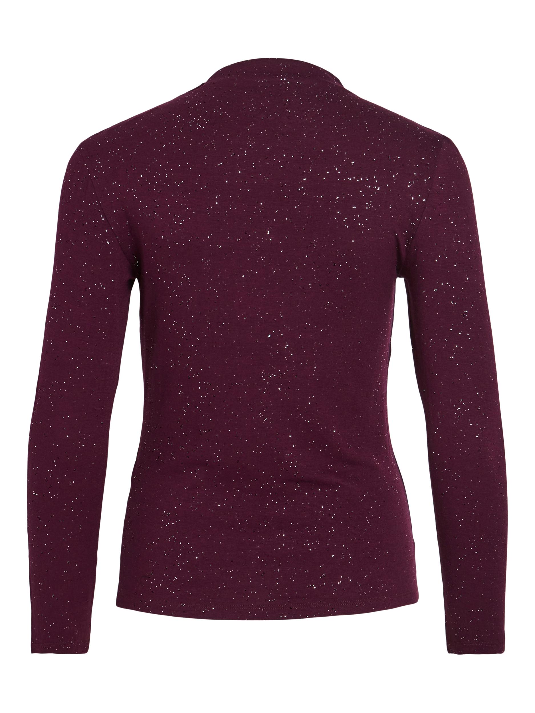 VICAMILLE FUNNEL NECK L/S FOIL TOP/VOL