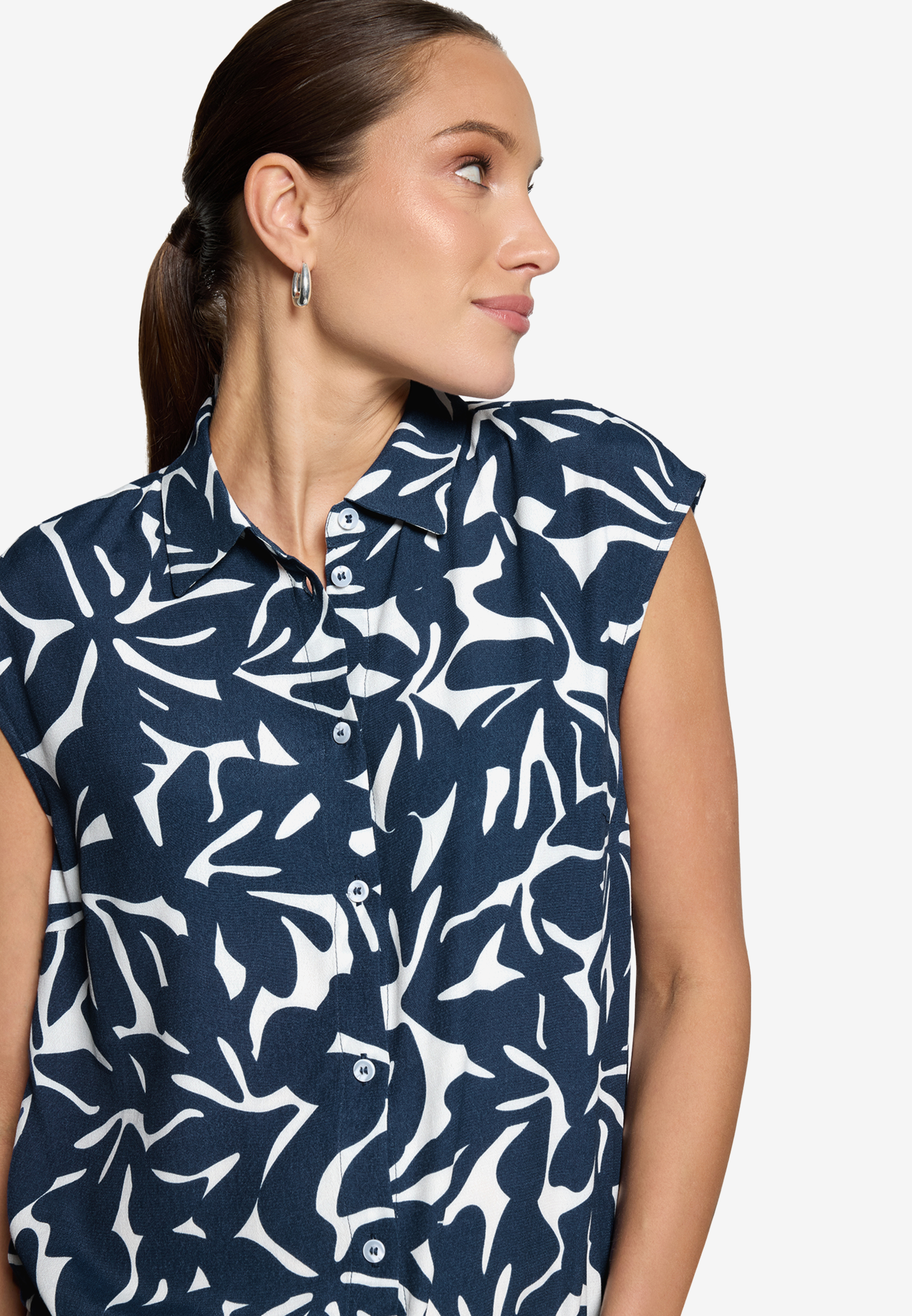 Hemdbluse  kurzarm mit Blumen