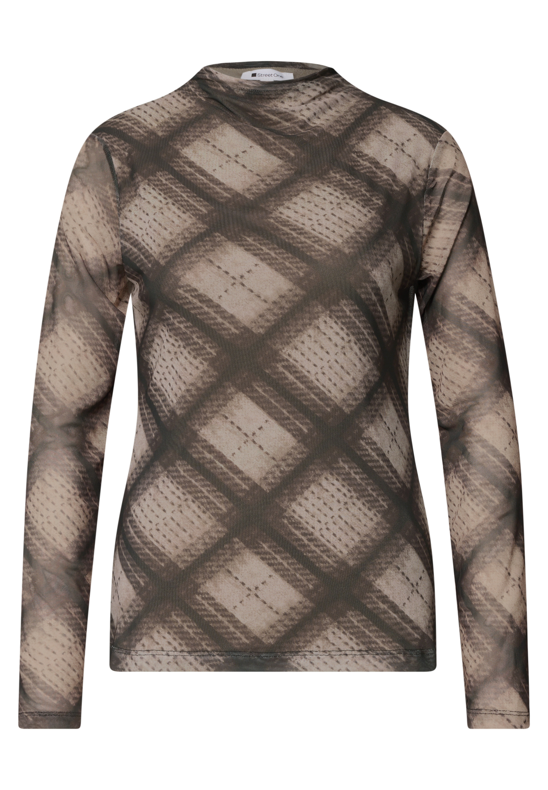 Shirt aus Mesh mit gerafftem Turtle Neck