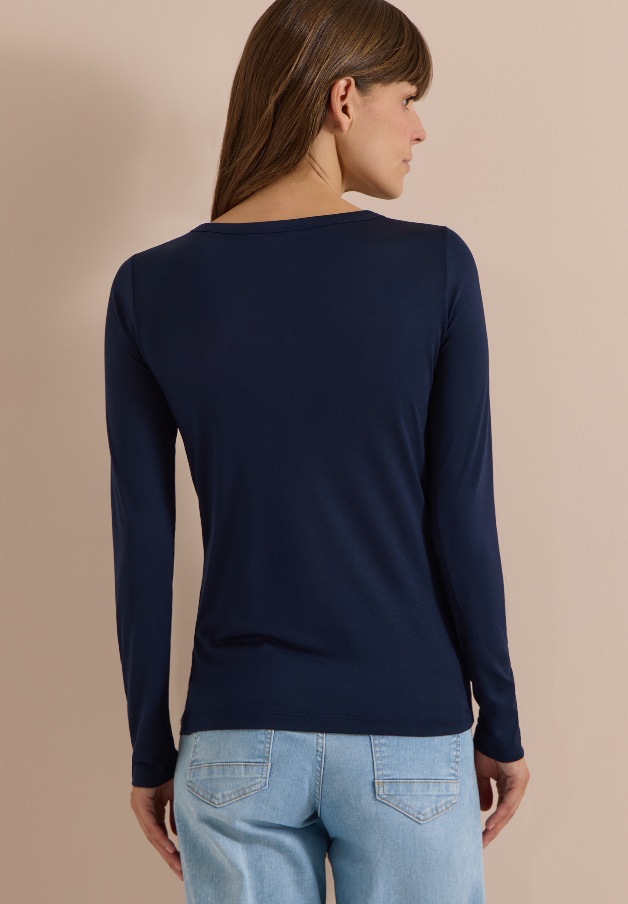 Langarm Shirt aus Lyocell mit Boat Neck