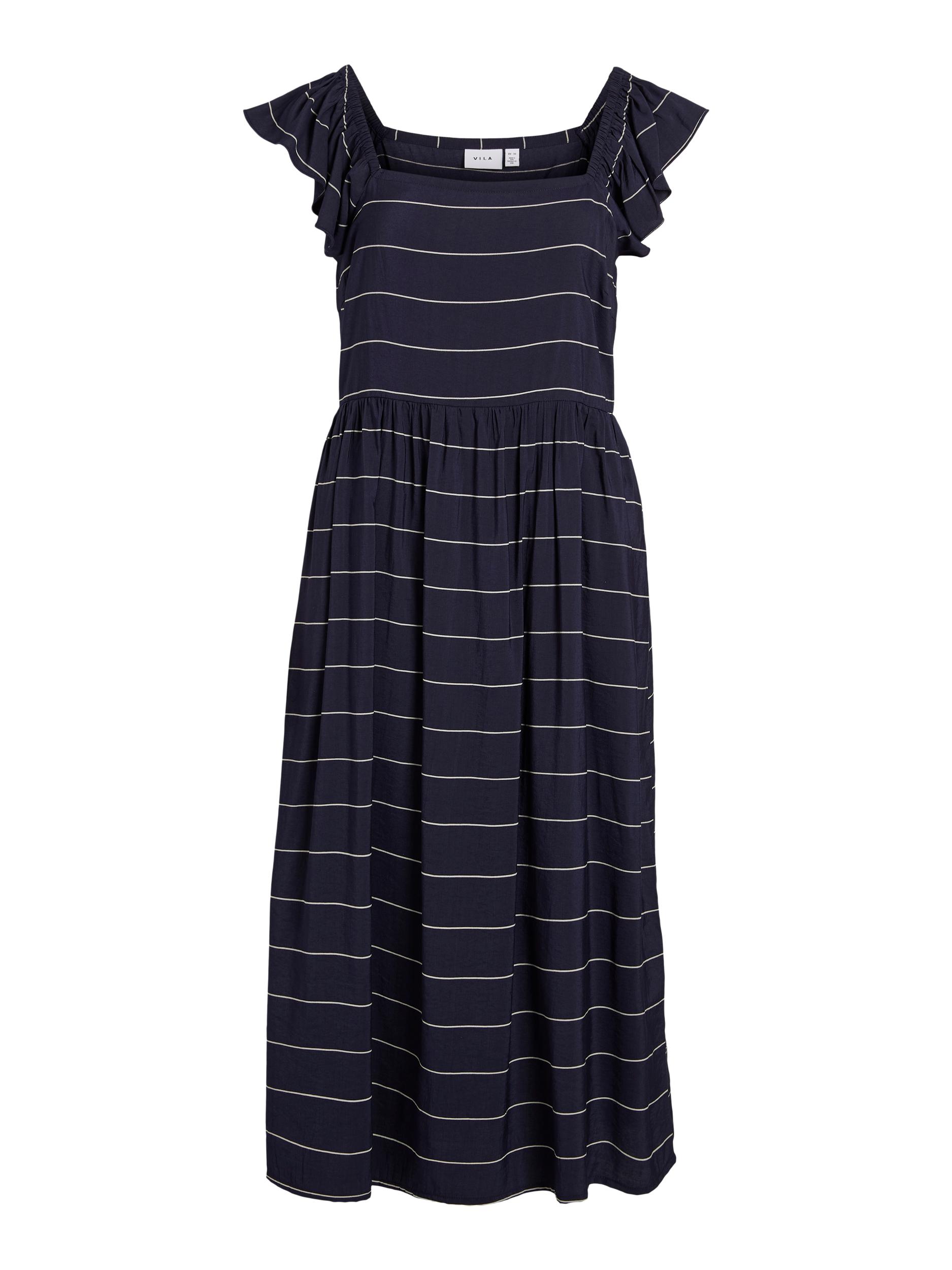 VIRITA SQUARE NECK S/L MID CALF DRESS/SU