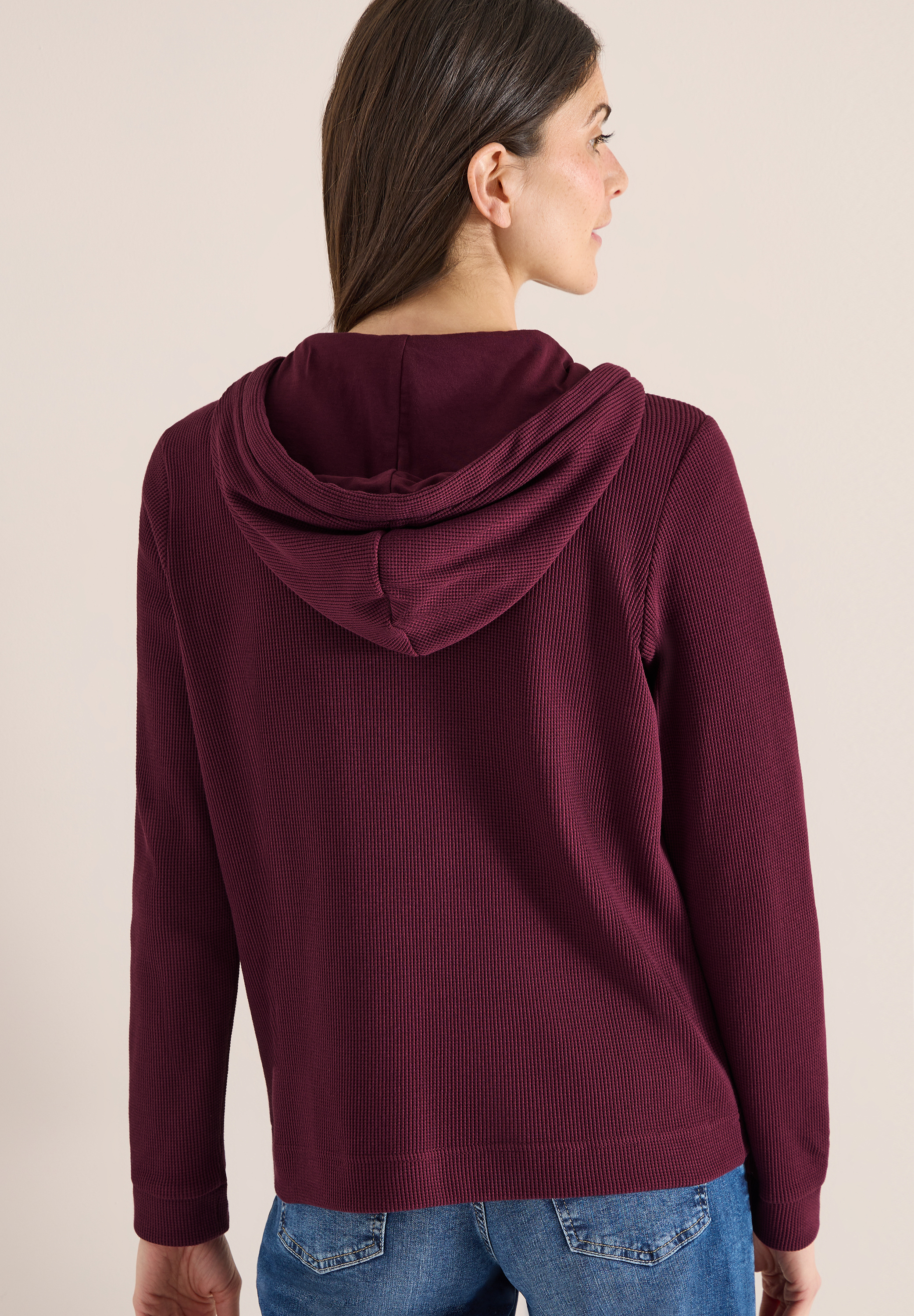 Langarm Jacke mit Kapuze und Taschen