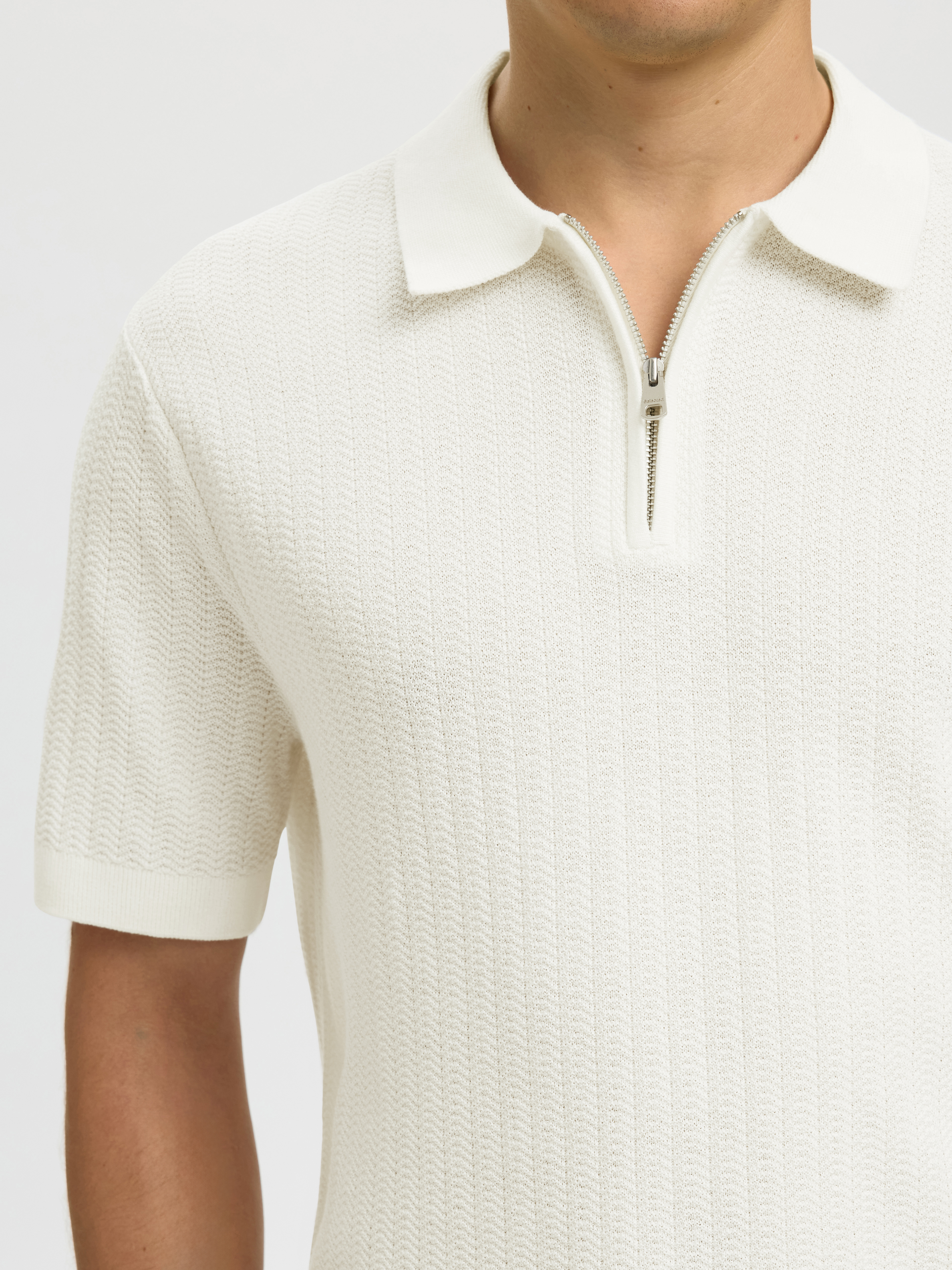SLMCRAN SS KNIT STRUCTURE ZIP POLO NOOS