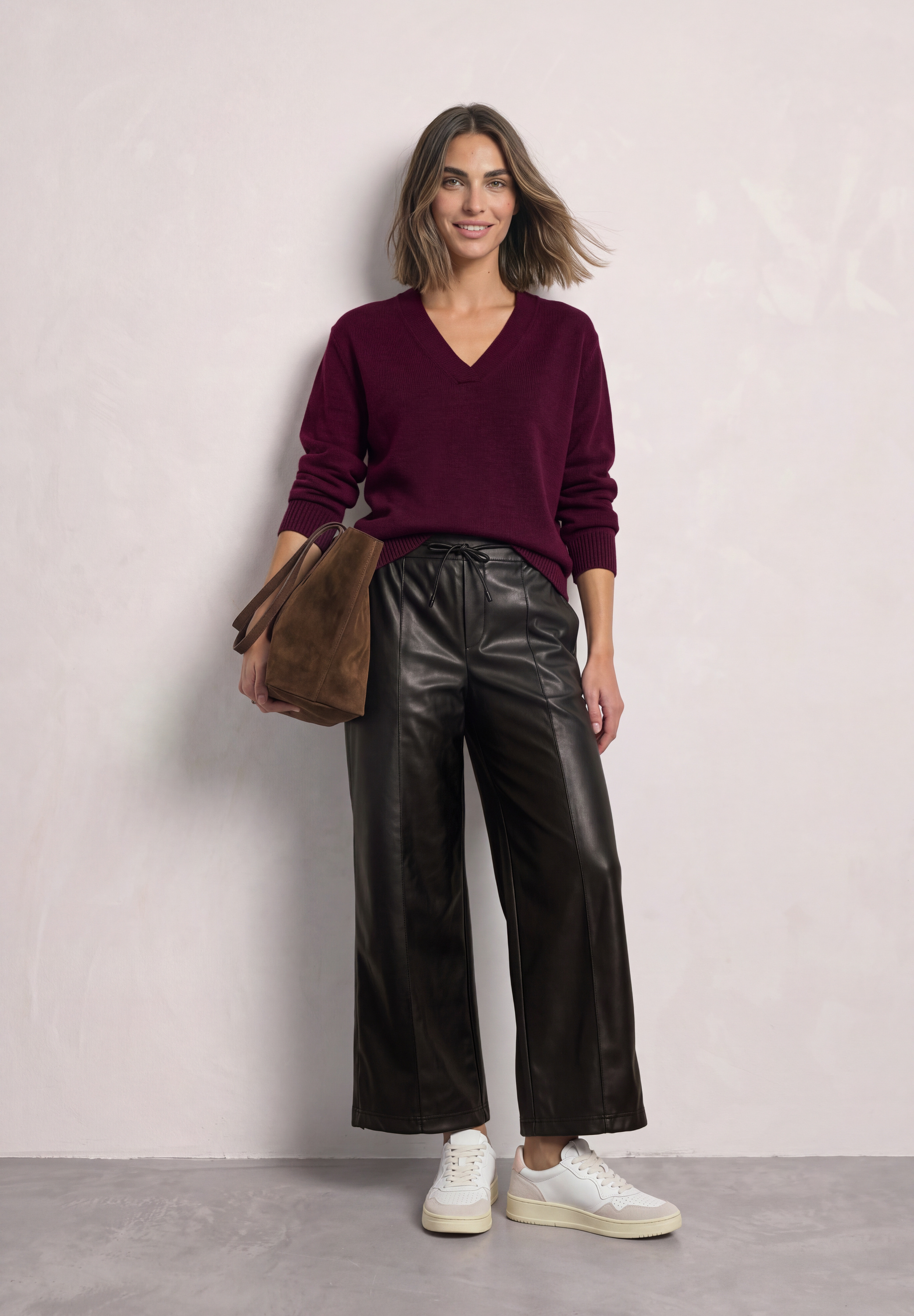 Straight Leg Hose in Leder-Optik