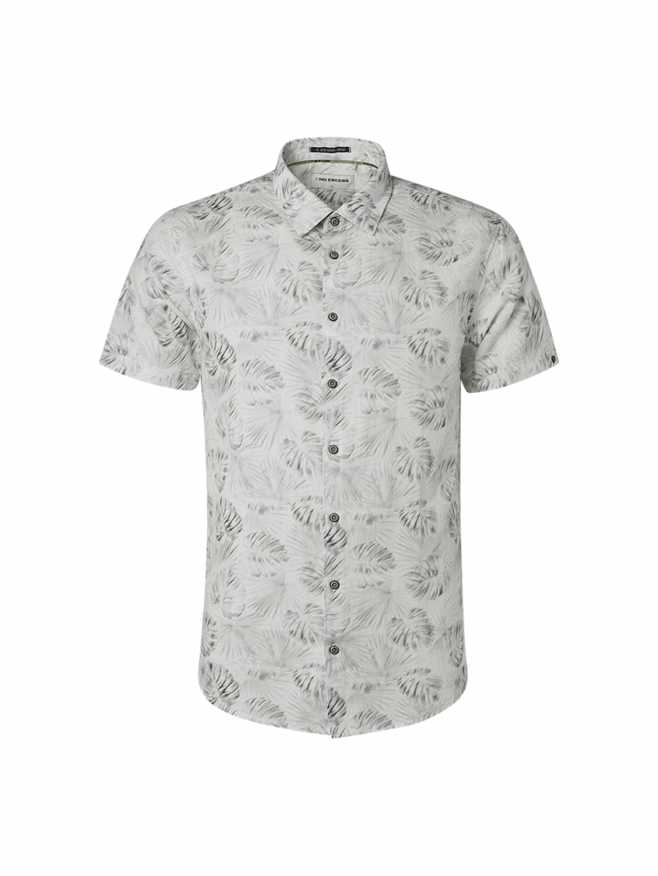 Shirt Short Sleeve Allover Printed With Linen