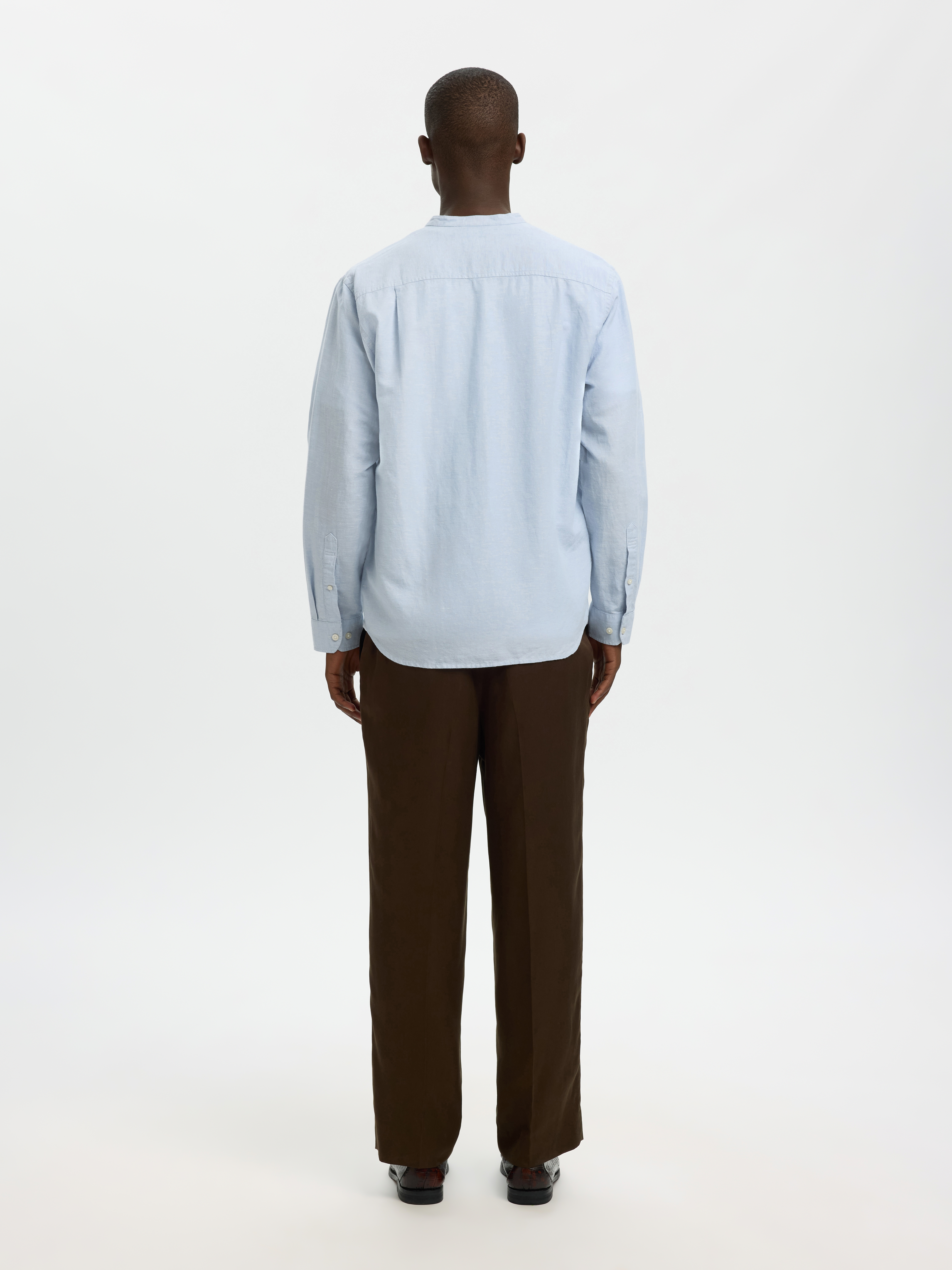 SLMREGCLAY LINENBLEND LS SHIRT BAND NOOS