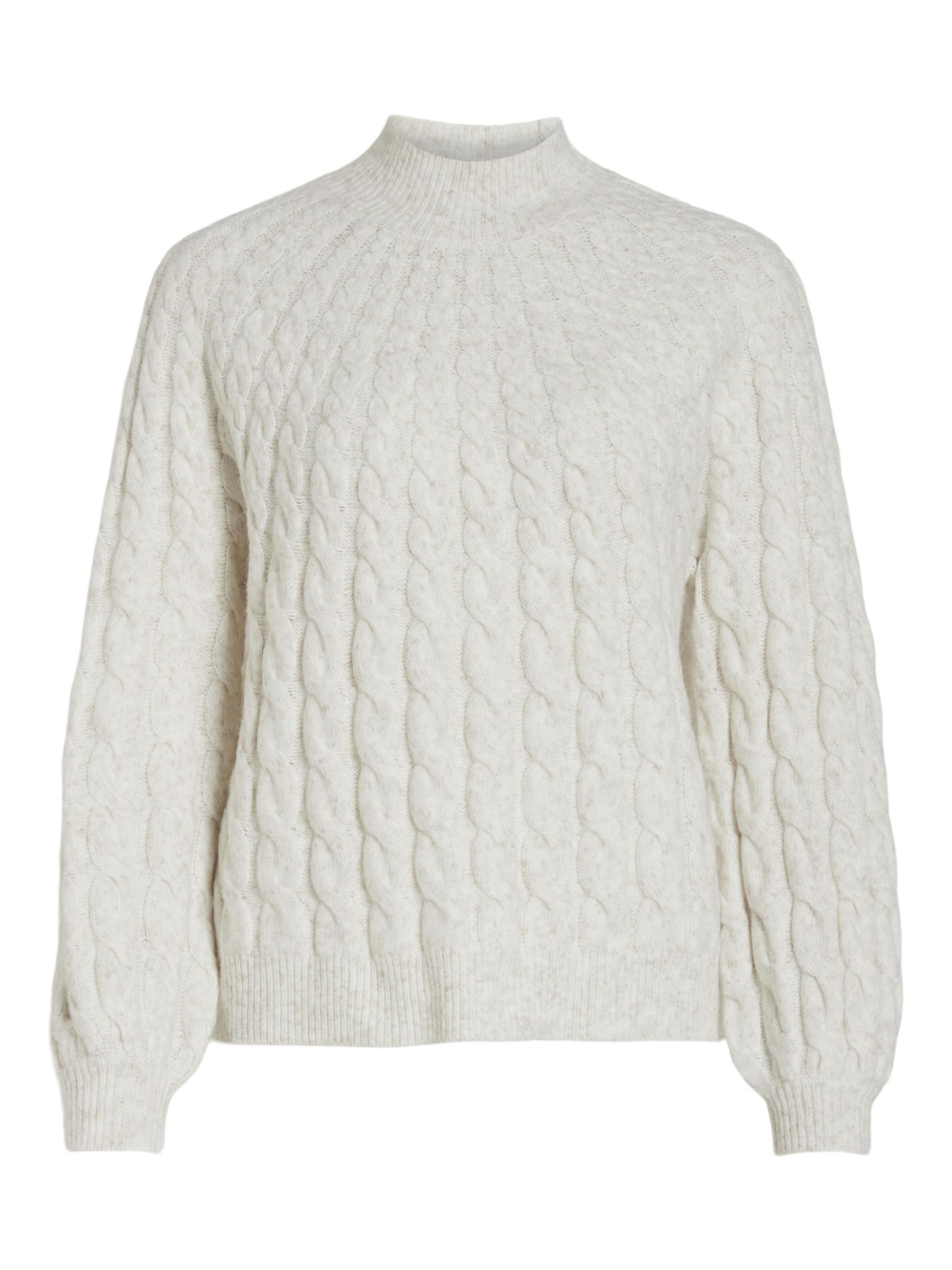 VIOYA HIGH NECK L/S CABLE KNIT TOP/SU