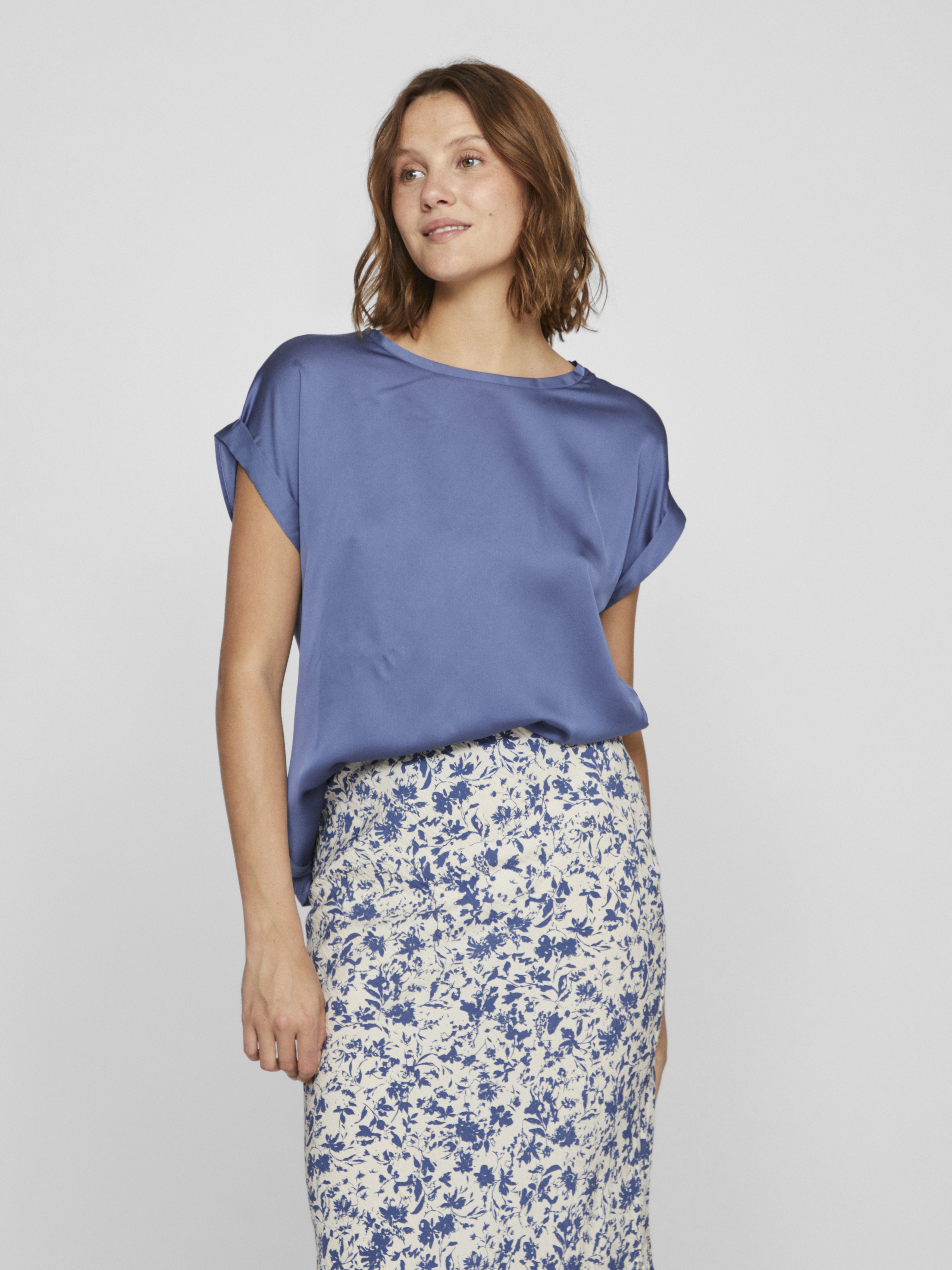 VIELLETTE S/S SATIN TOP - NOOS