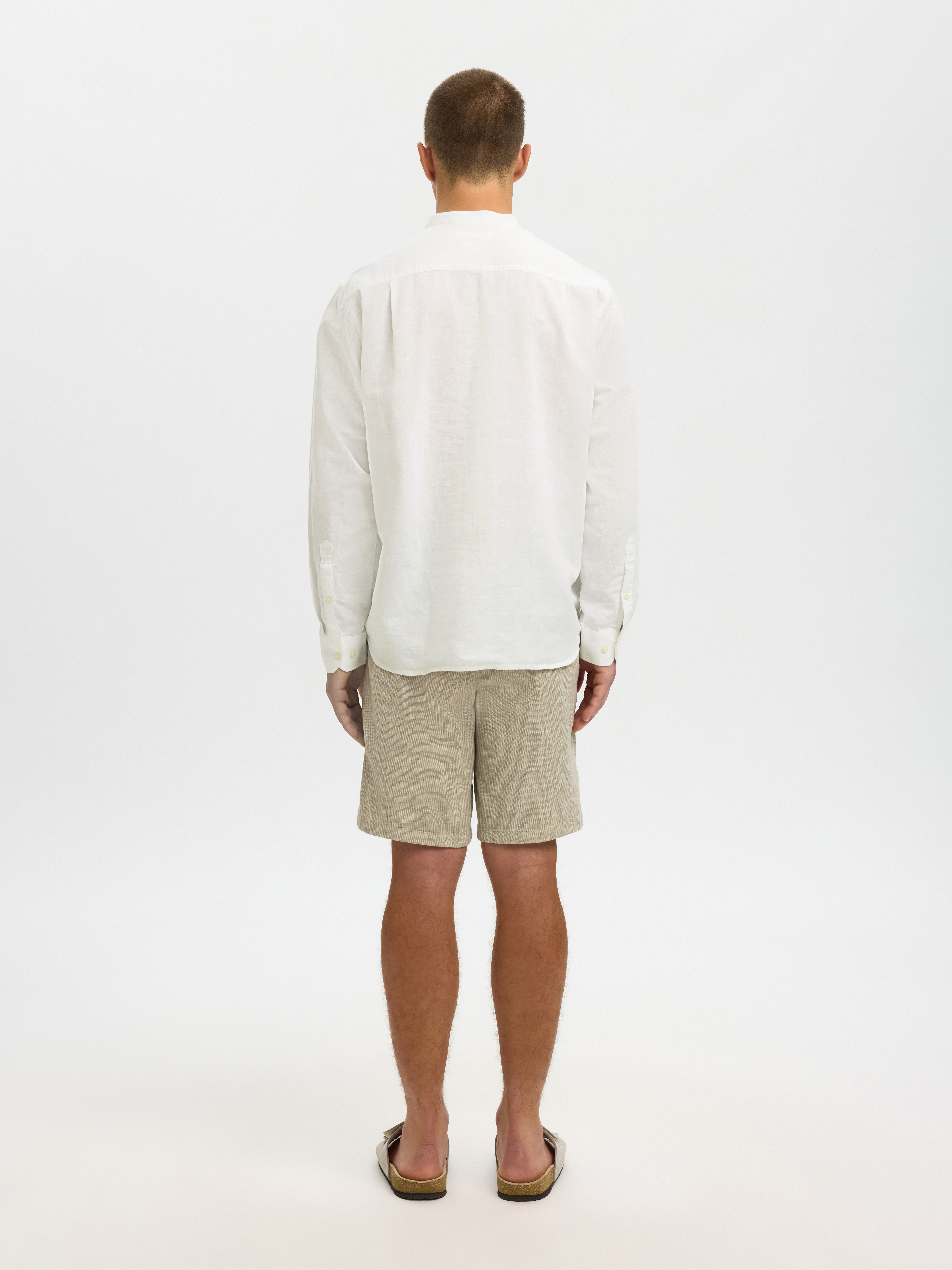 SLMREGCLAY LINENBLEND LS SHIRT BAND NOOS