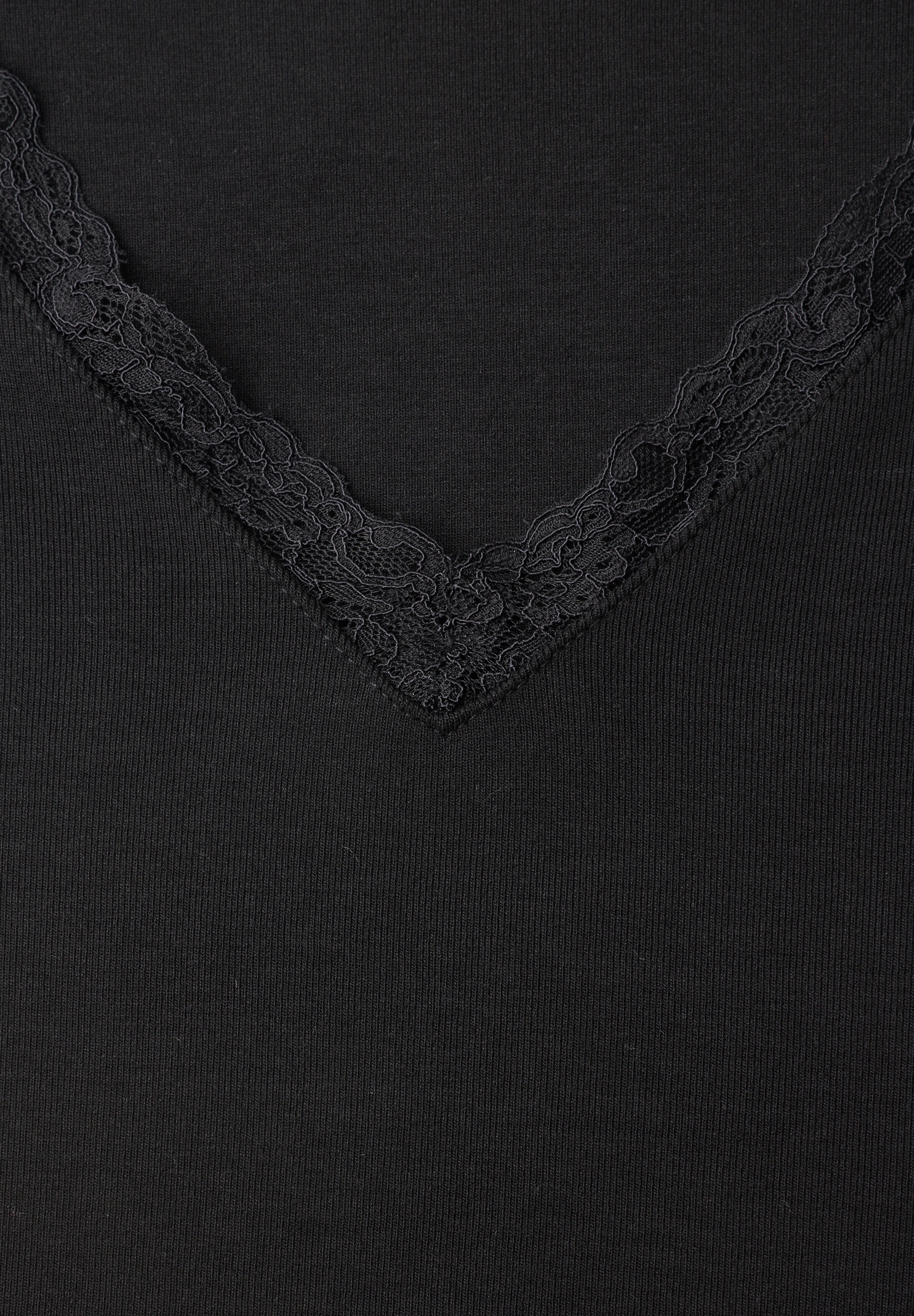 Langarm Shirt mit V-Neck und Spitzendetail